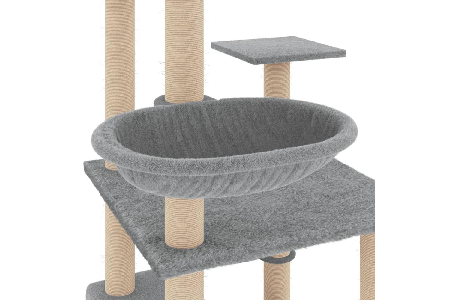 Cat Tree With Sisal Scratching Posts Light Grey 141 Cm-6