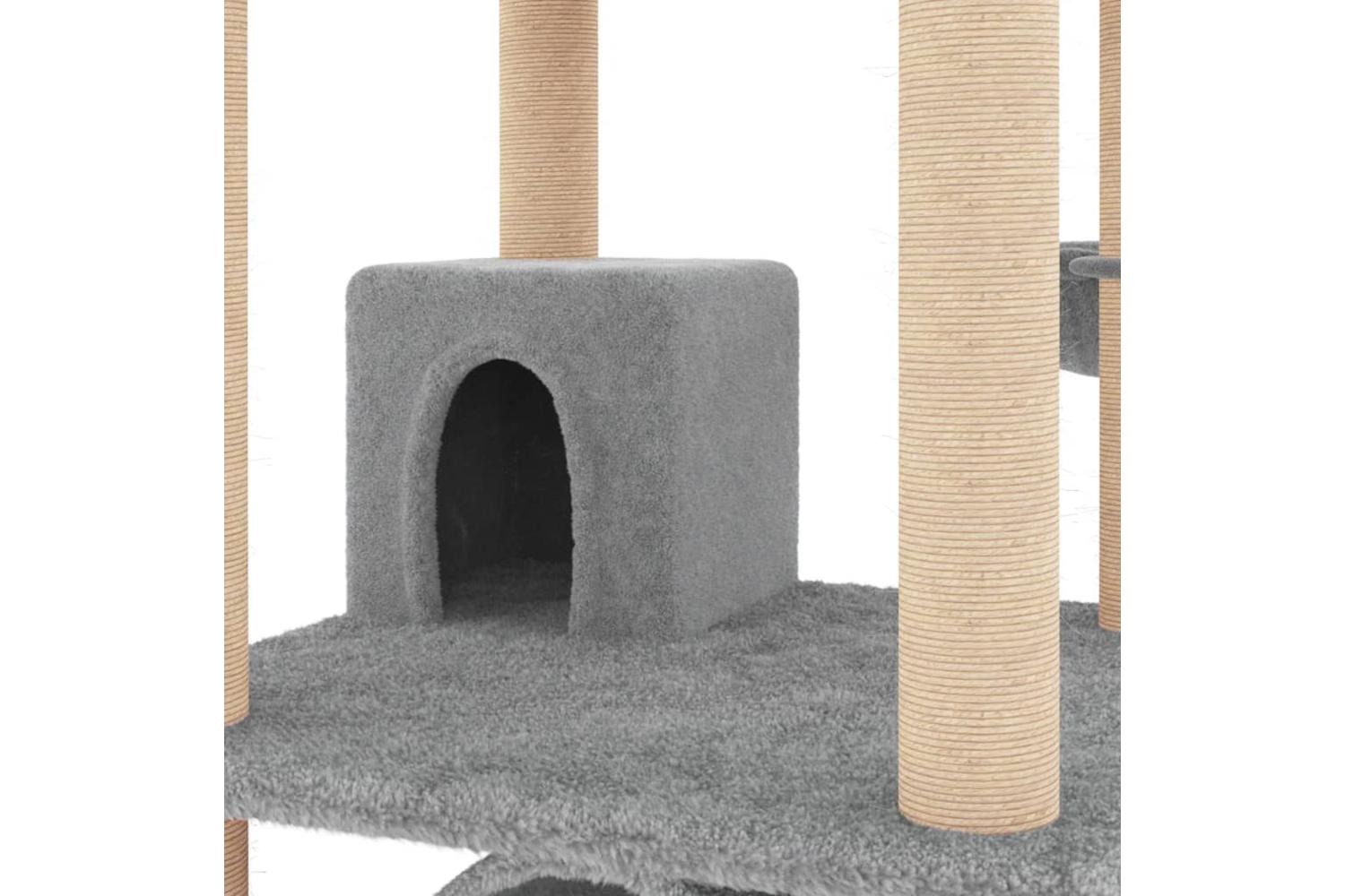 Cat Tree With Sisal Scratching Posts Light Grey 141 Cm-7