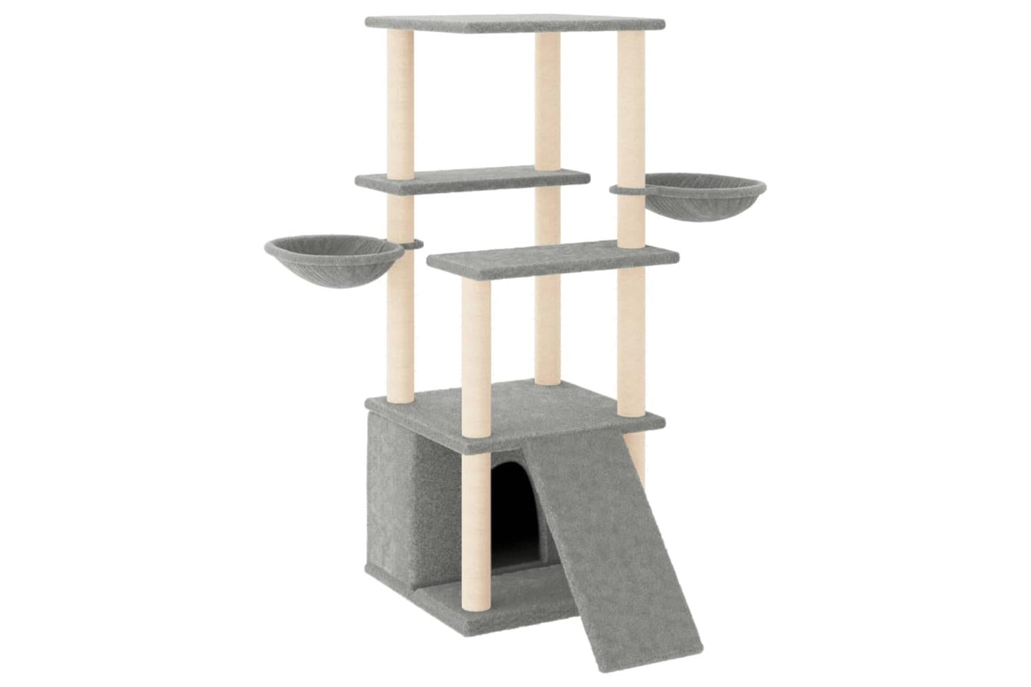 Cat Tree With Sisal Scratching Posts Light Grey 133 Cm-2