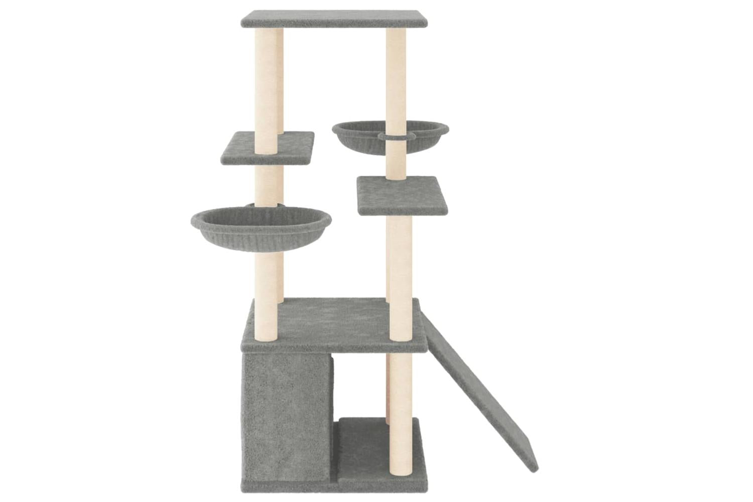 Cat Tree With Sisal Scratching Posts Light Grey 133 Cm-4