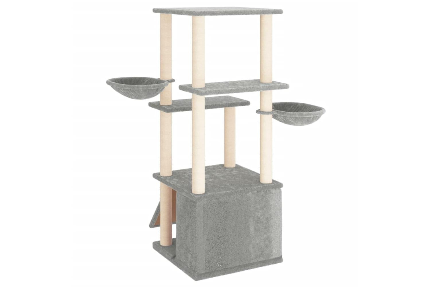 Cat Tree With Sisal Scratching Posts Light Grey 133 Cm-5