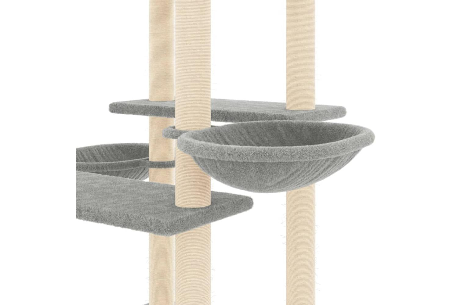 Cat Tree With Sisal Scratching Posts Light Grey 133 Cm-6