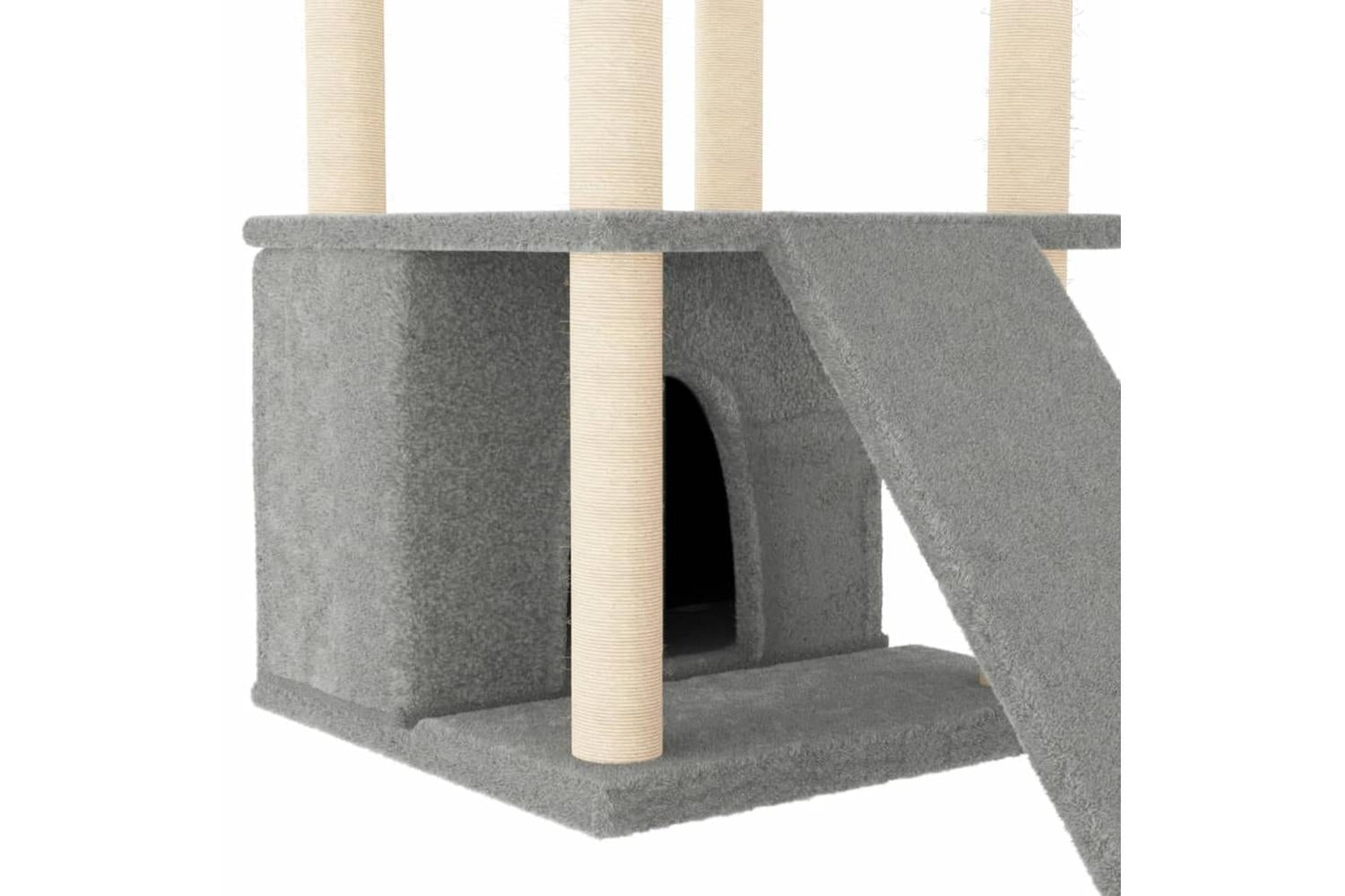 Cat Tree With Sisal Scratching Posts Light Grey 133 Cm-7