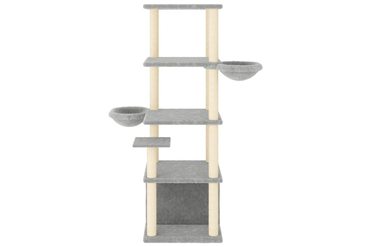 Cat Tree With Sisal Scratching Posts Light Grey 147 Cm-3