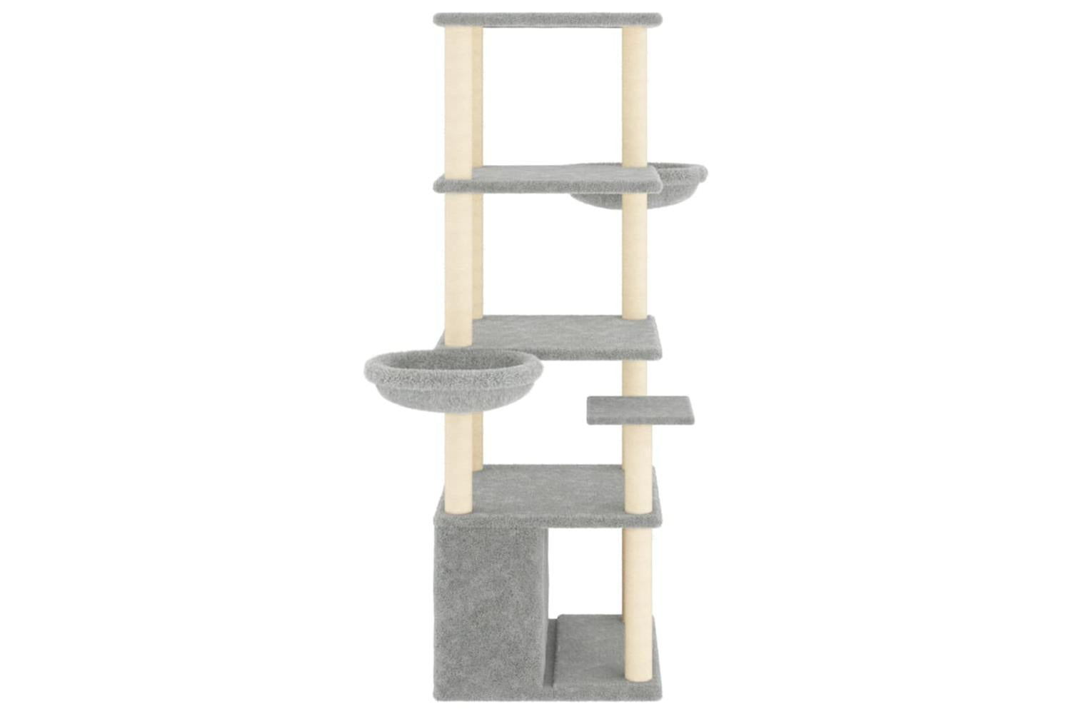 Cat Tree With Sisal Scratching Posts Light Grey 147 Cm-4