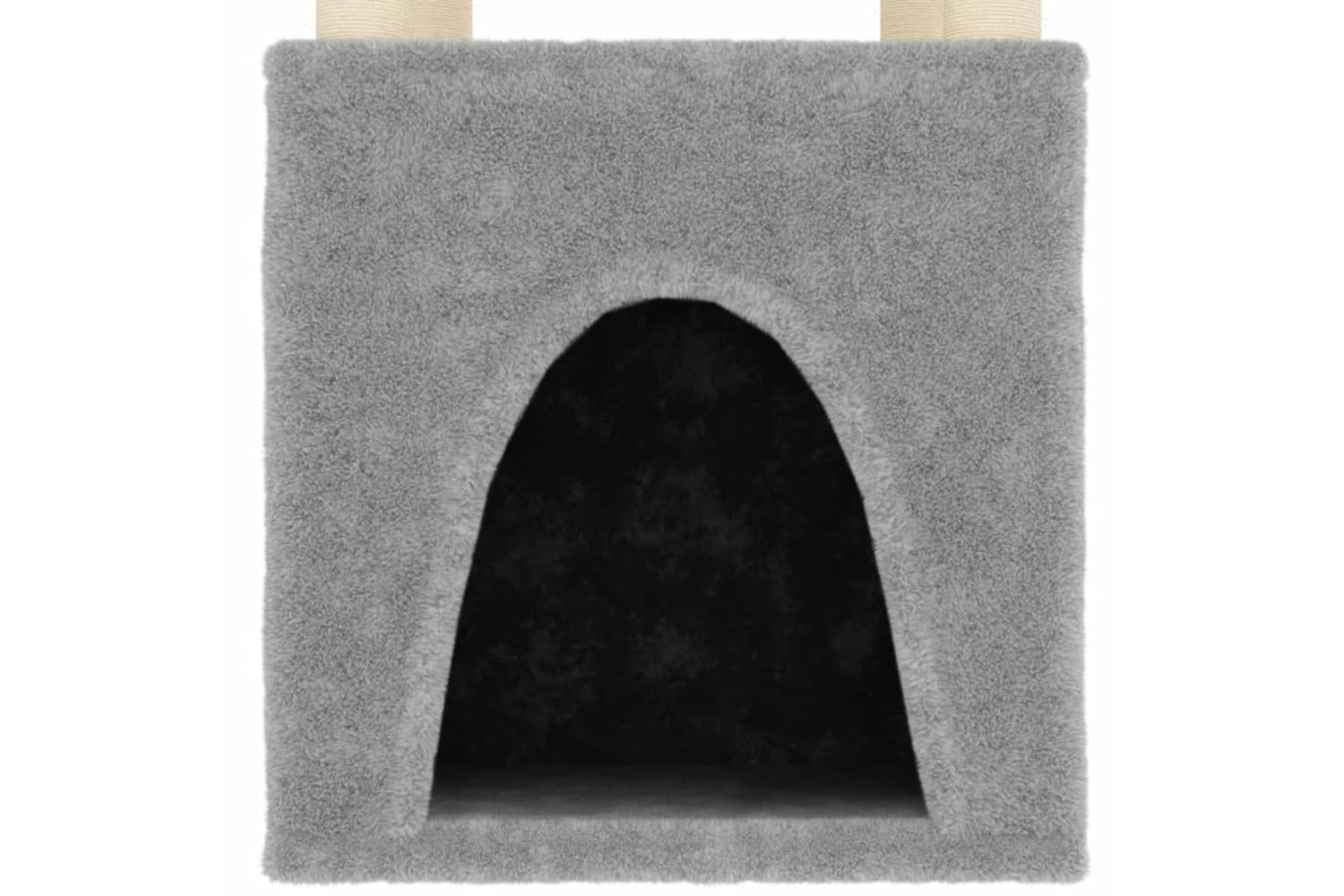 Cat Tree With Sisal Scratching Posts Light Grey 147 Cm-6