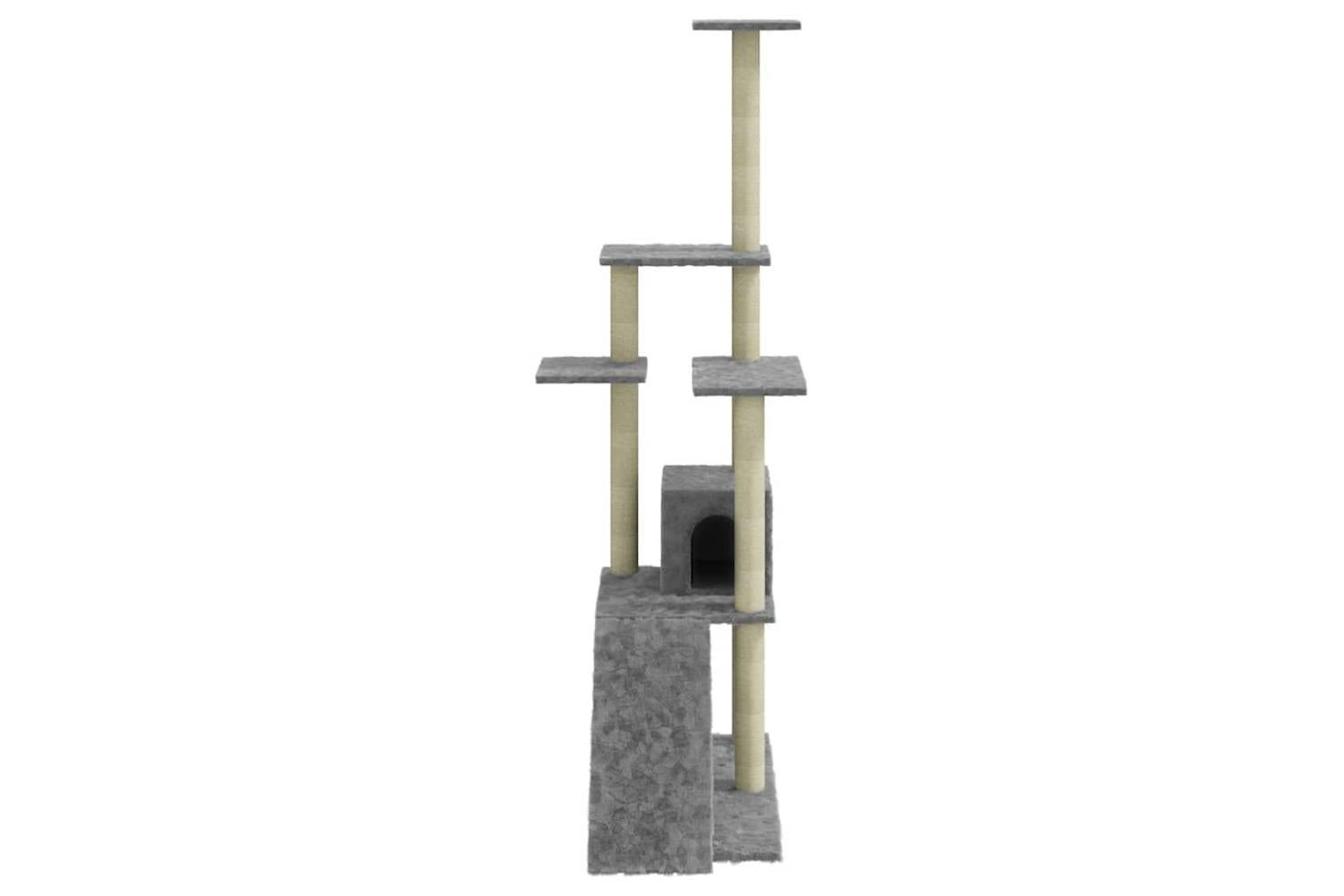 Cat Tree With Sisal Scratching Posts Light Grey 155 Cm-5