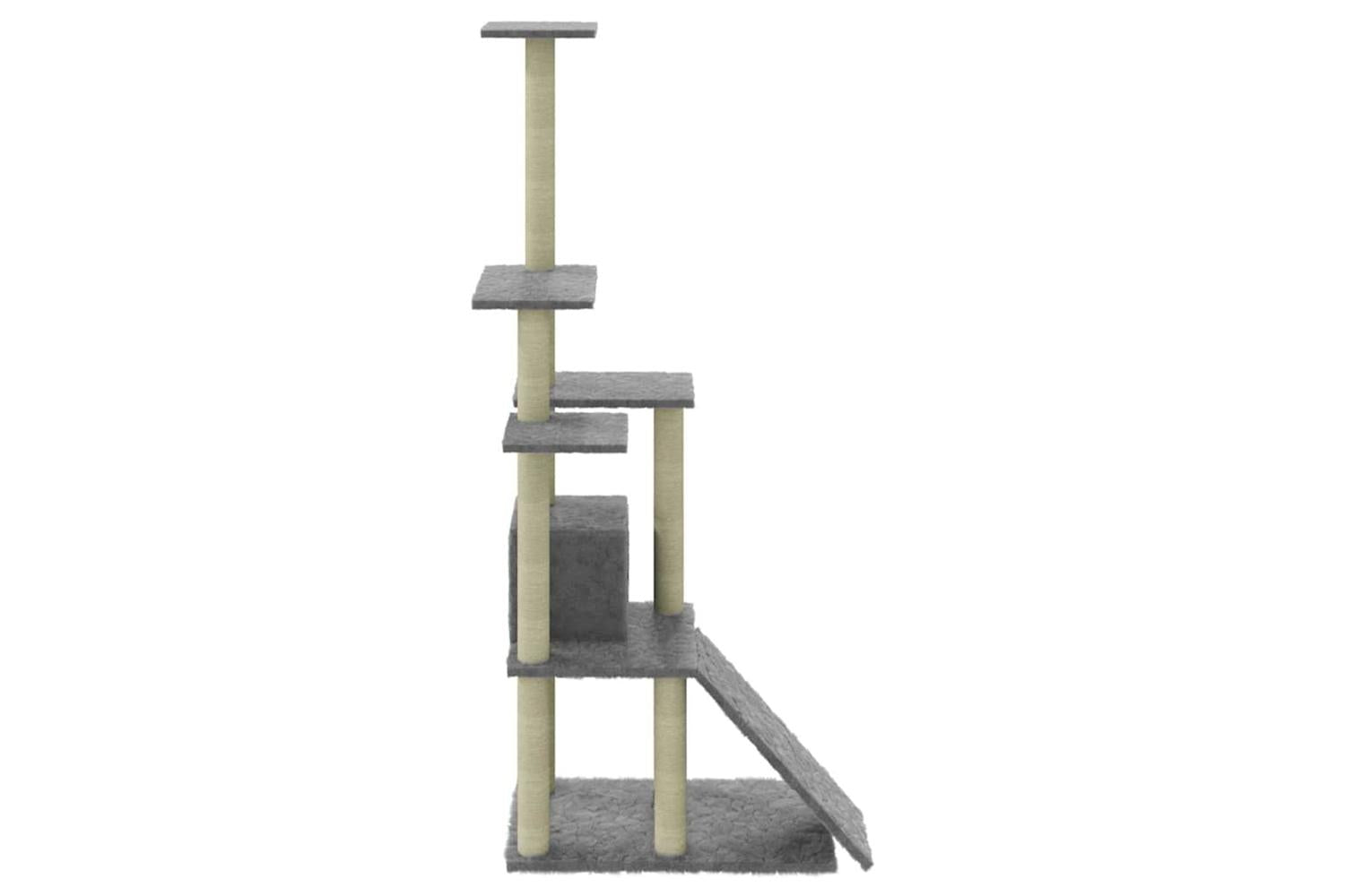 Cat Tree With Sisal Scratching Posts Light Grey 155 Cm-6
