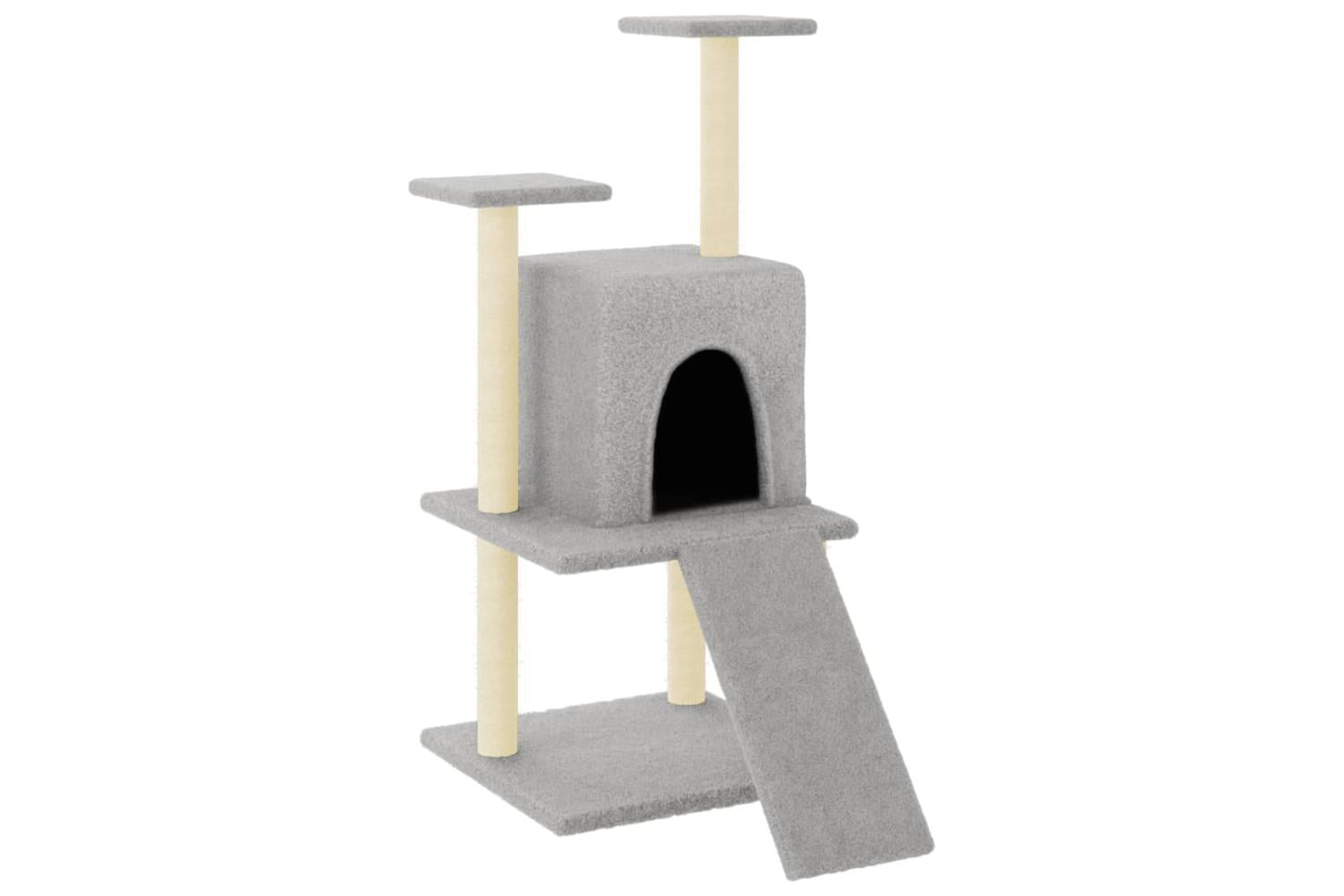 Cat Tree With Sisal Scratching Posts Light Grey 110 Cm-2