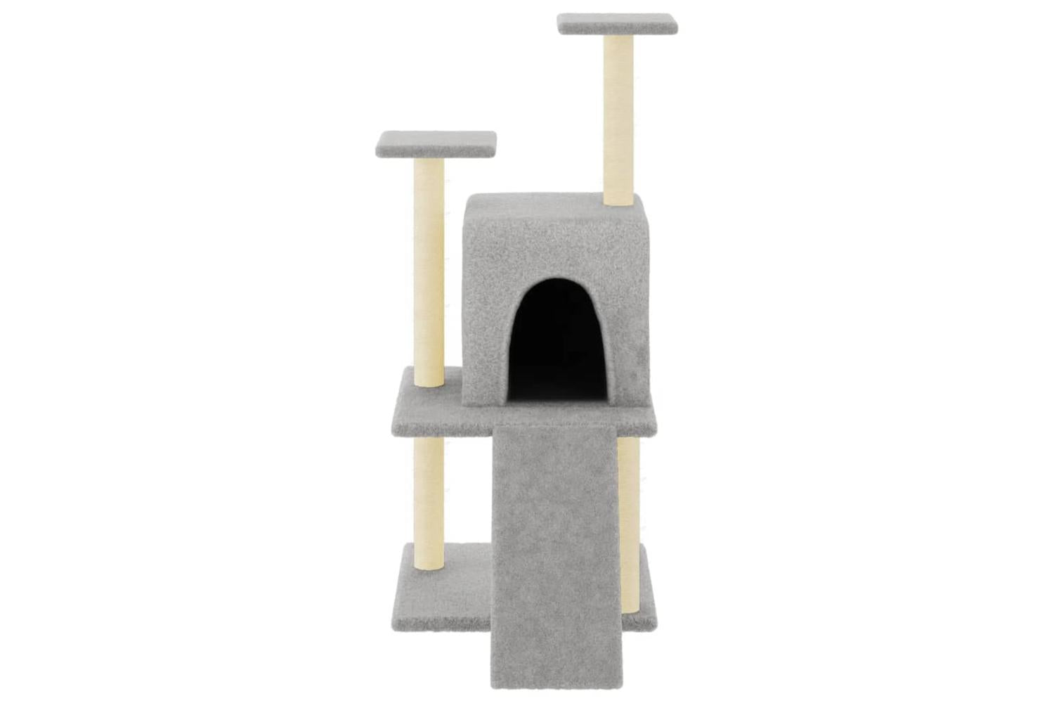 Cat Tree With Sisal Scratching Posts Light Grey 110 Cm-3