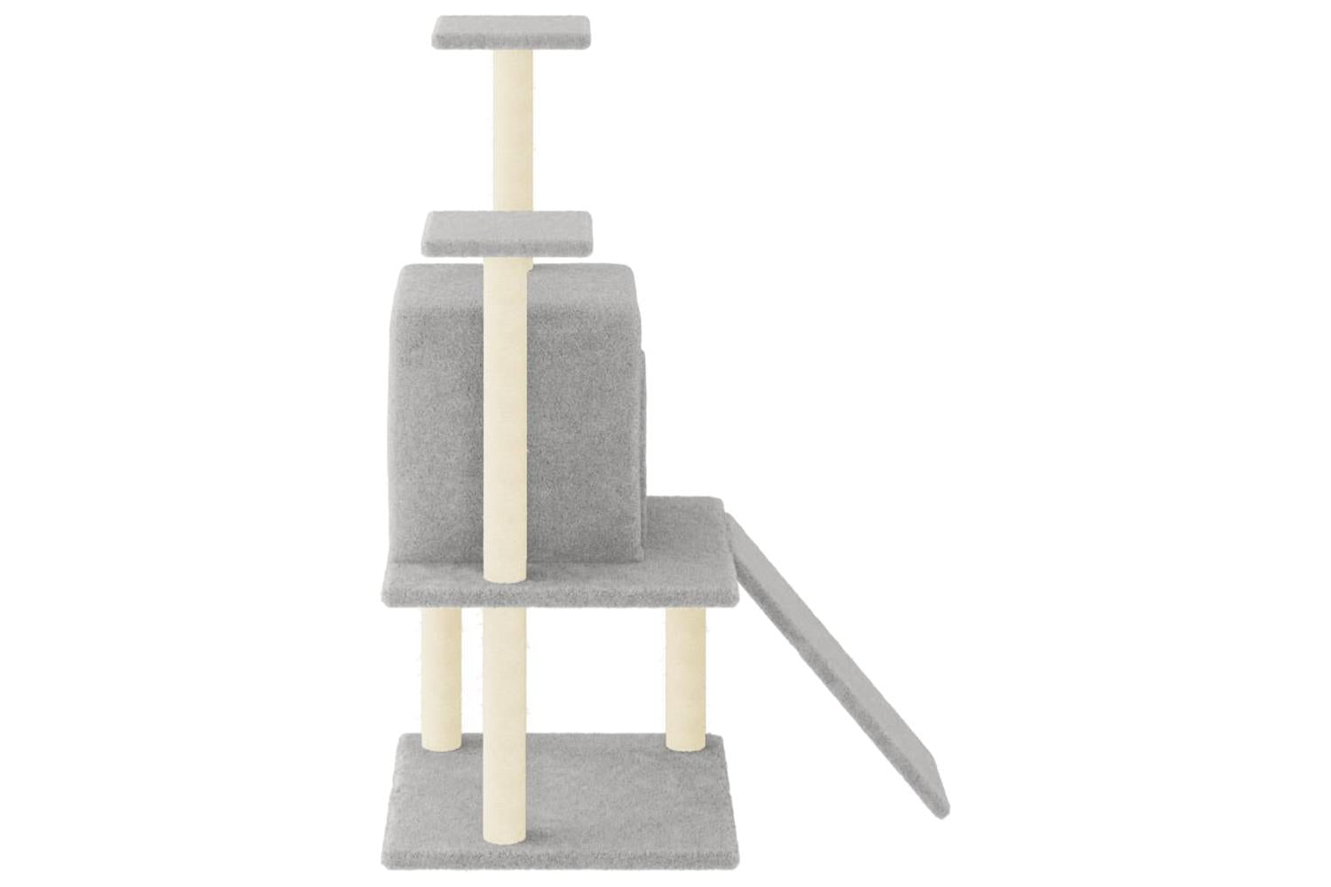 Cat Tree With Sisal Scratching Posts Light Grey 110 Cm-4