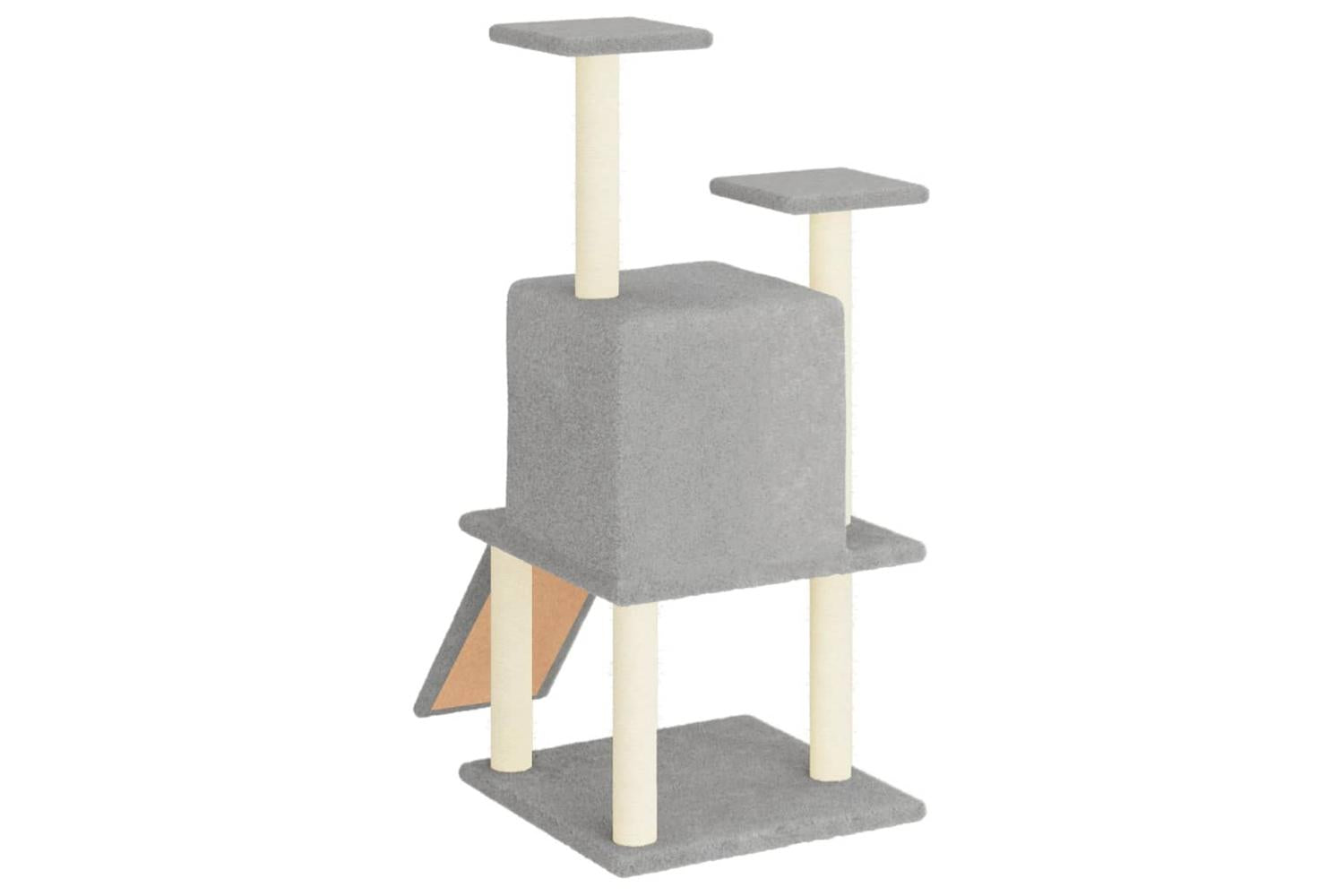 Cat Tree With Sisal Scratching Posts Light Grey 110 Cm-5
