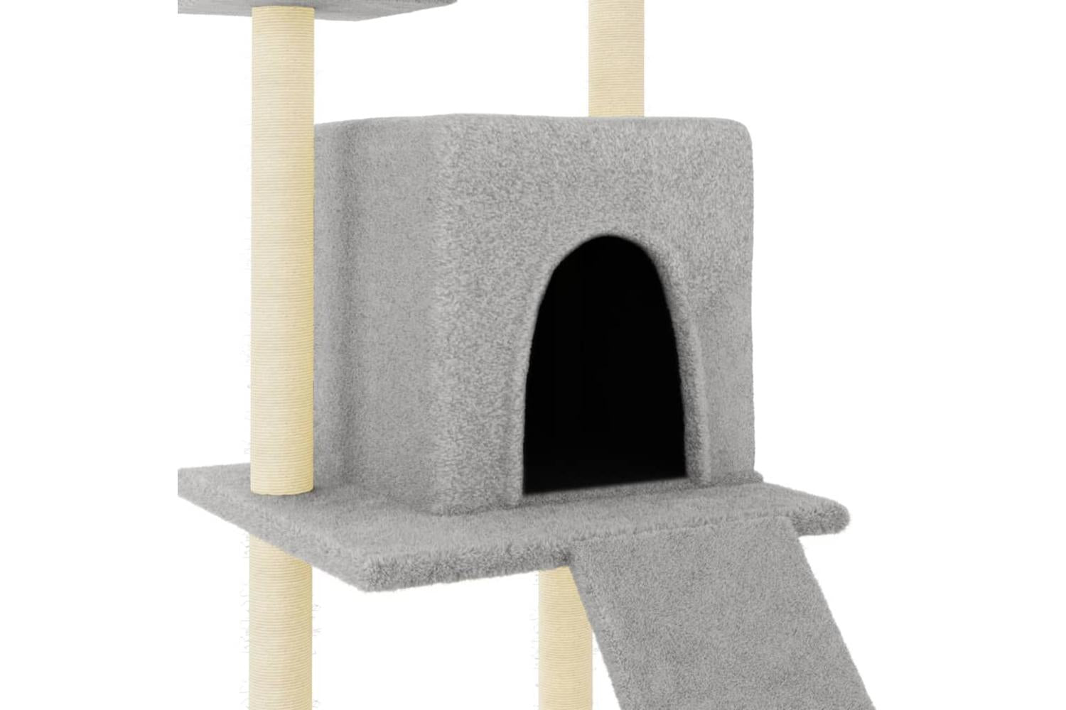 Cat Tree With Sisal Scratching Posts Light Grey 110 Cm-6