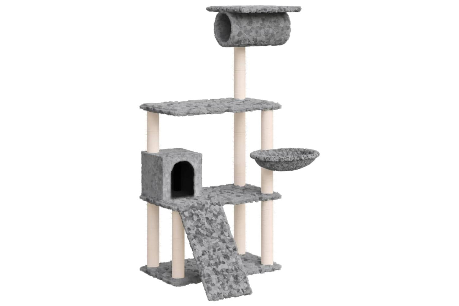 Cat Tree With Sisal Scratching Posts Light Grey 131 Cm