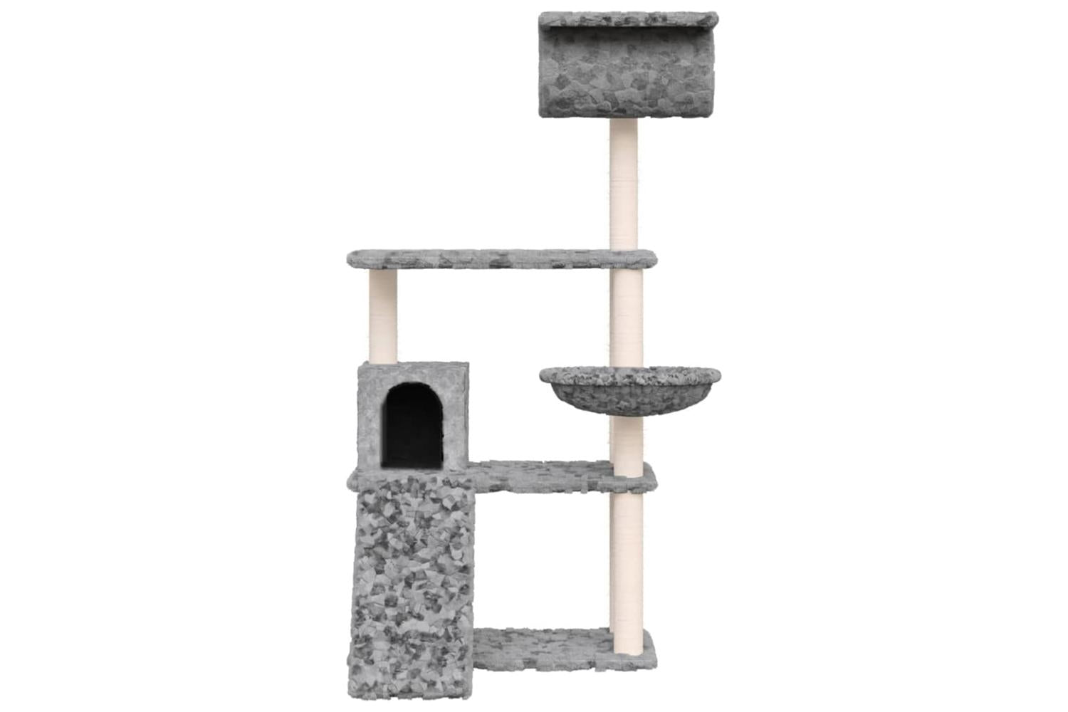 Cat Tree With Sisal Scratching Posts Light Grey 131 Cm-3