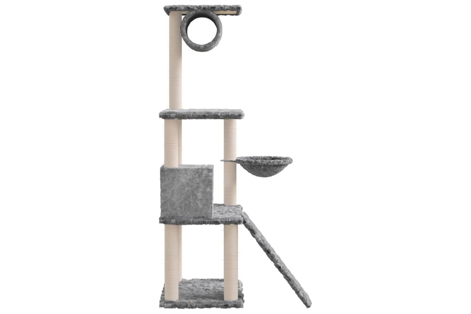 Cat Tree With Sisal Scratching Posts Light Grey 131 Cm-4