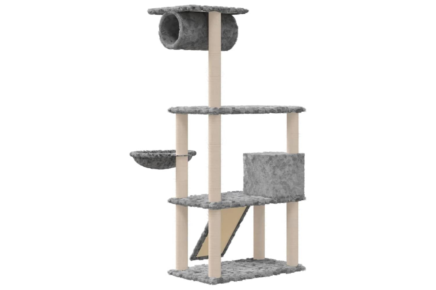 Cat Tree With Sisal Scratching Posts Light Grey 131 Cm-5