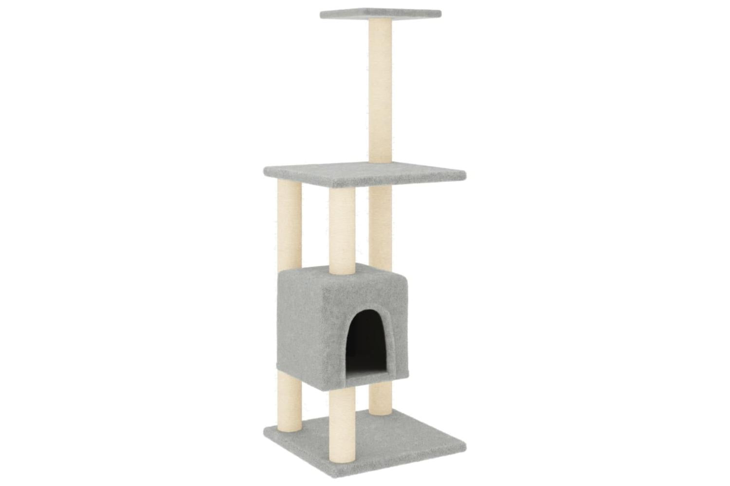 Cat Tree With Sisal Scratching Posts Light Grey 104 Cm-2