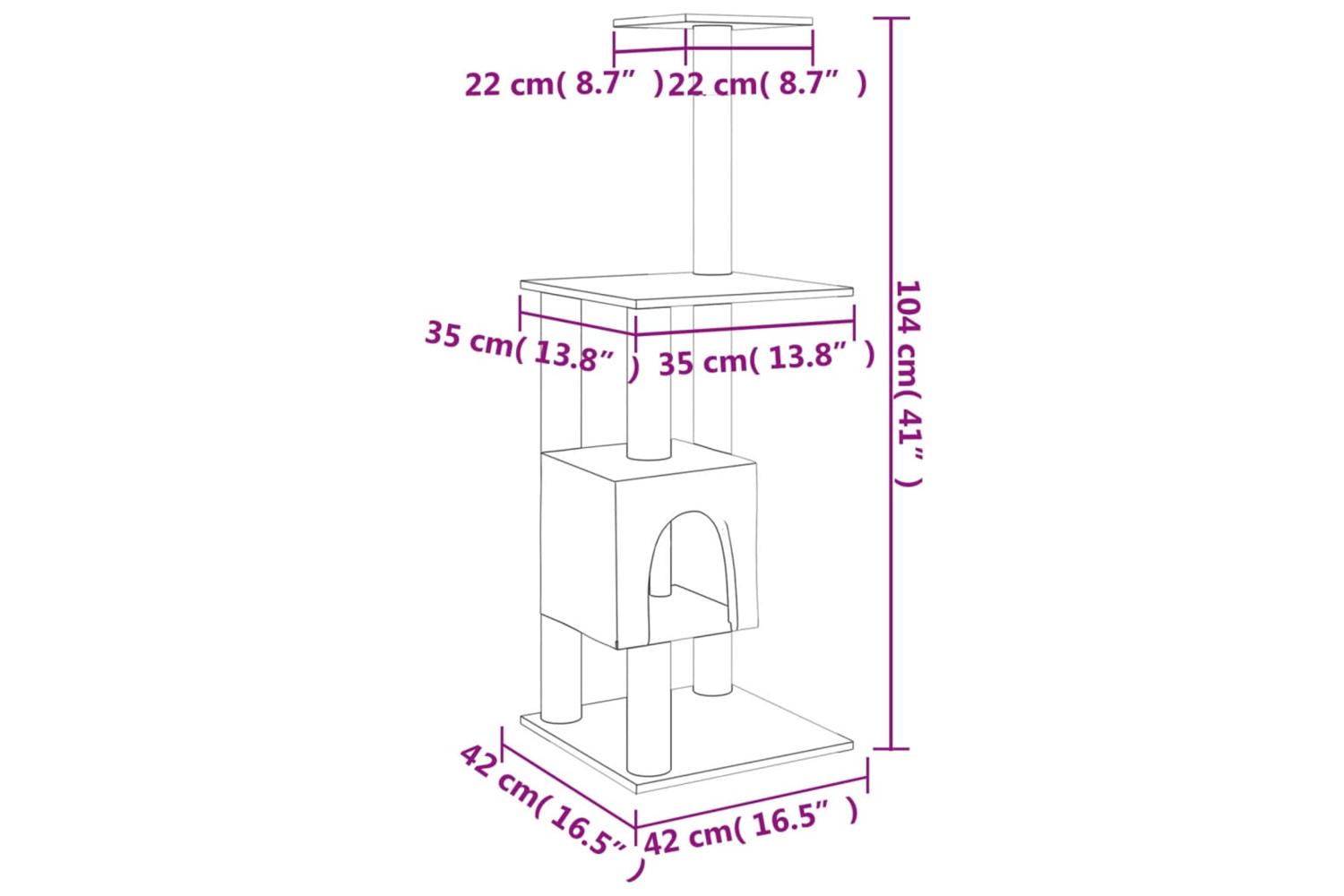 Cat Tree With Sisal Scratching Posts Light Grey 104 Cm-6