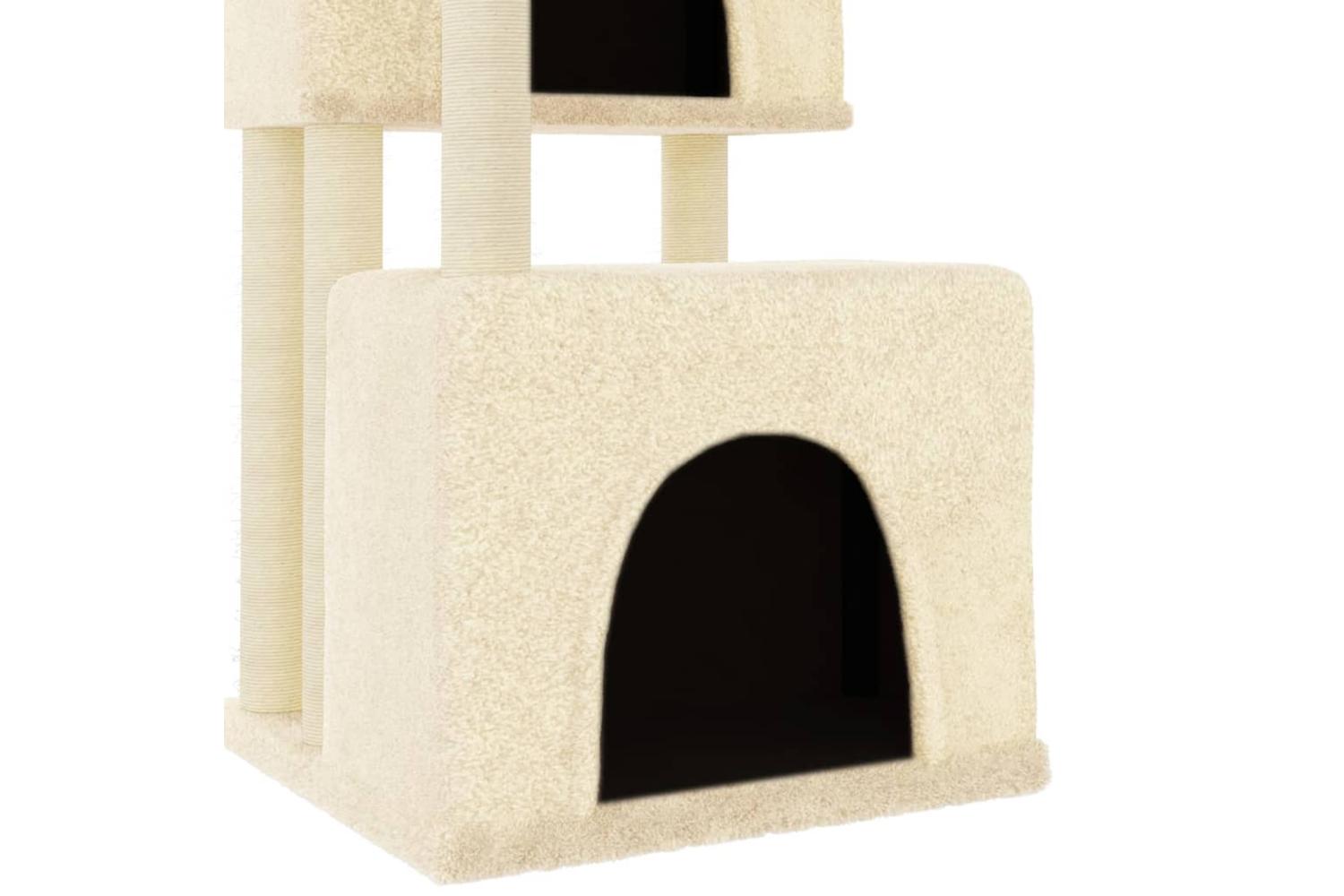 Cat Tree With Sisal Scratching Posts Cream 122 Cm-6