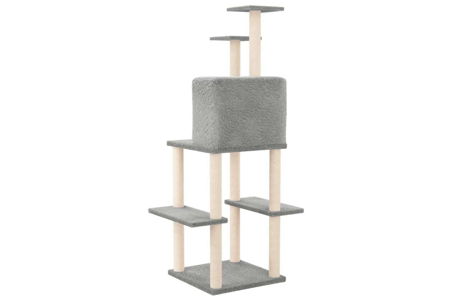 Cat Tree With Sisal Scratching Posts Light Grey 1445 Cm-5