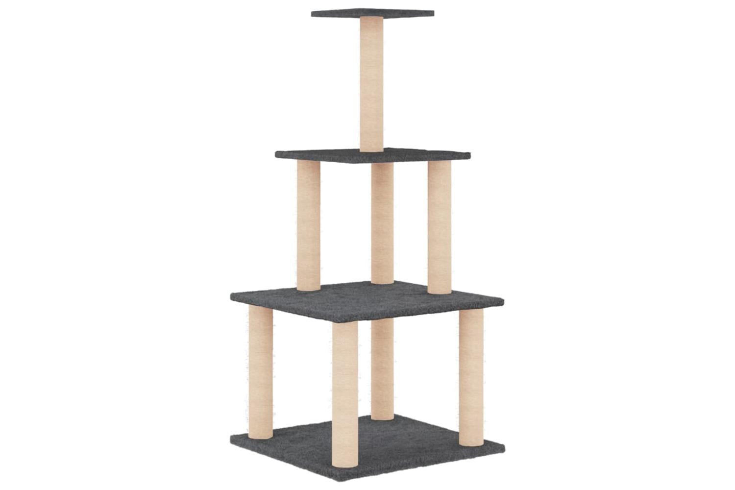 Cat Tree With Sisal Scratching Posts Dark Grey 111 Cm-4