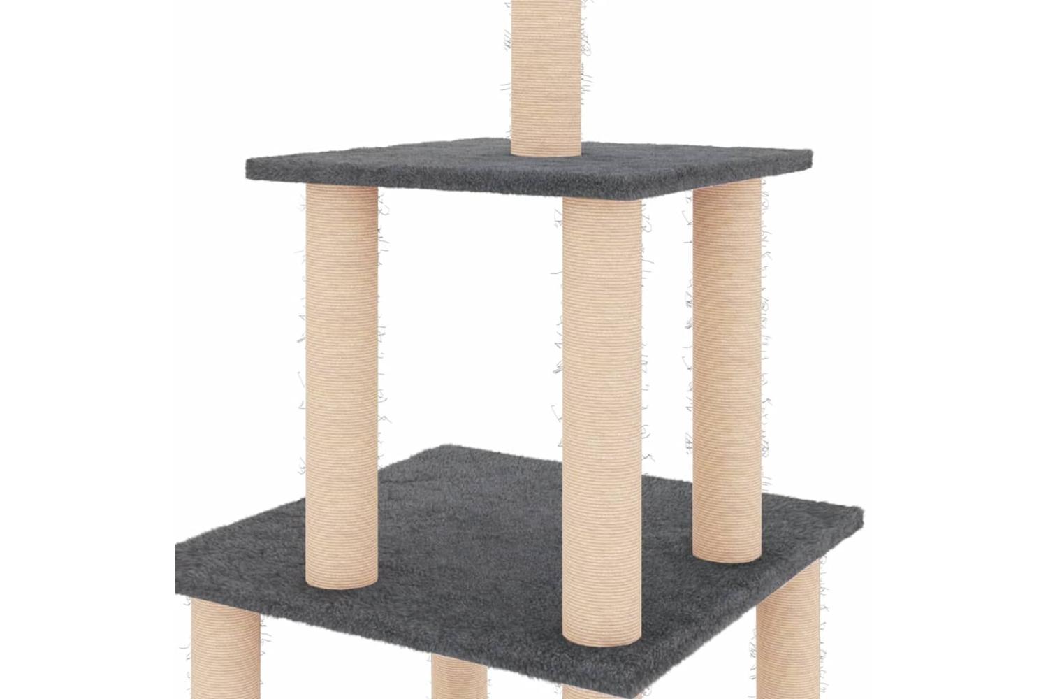 Cat Tree With Sisal Scratching Posts Dark Grey 111 Cm-5