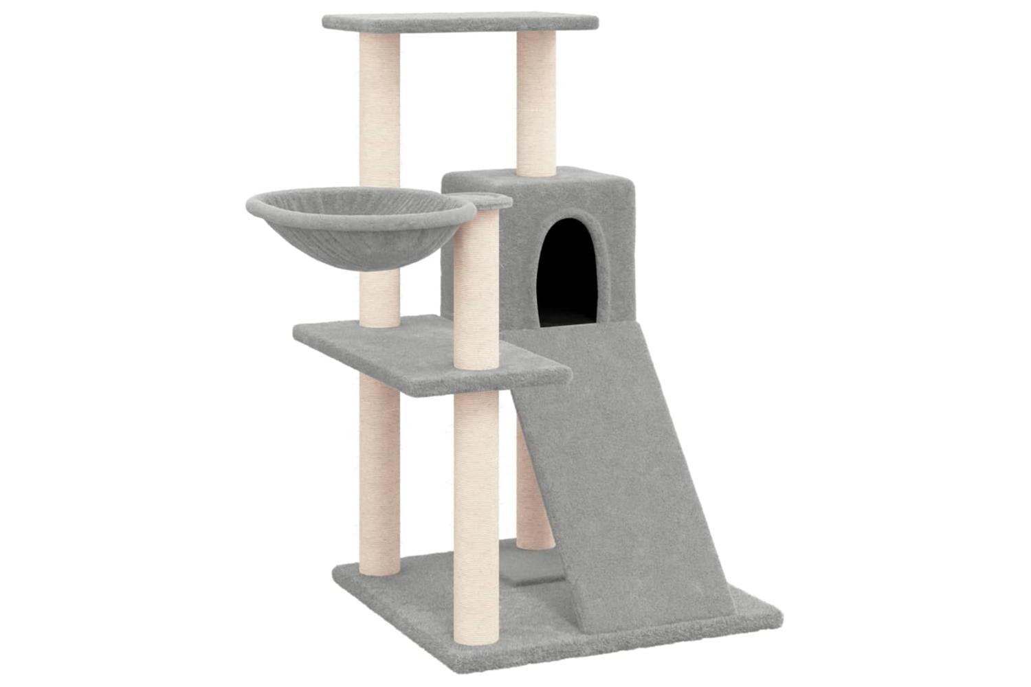 Cat Tree With Sisal Scratching Posts Light Grey 82 Cm-2