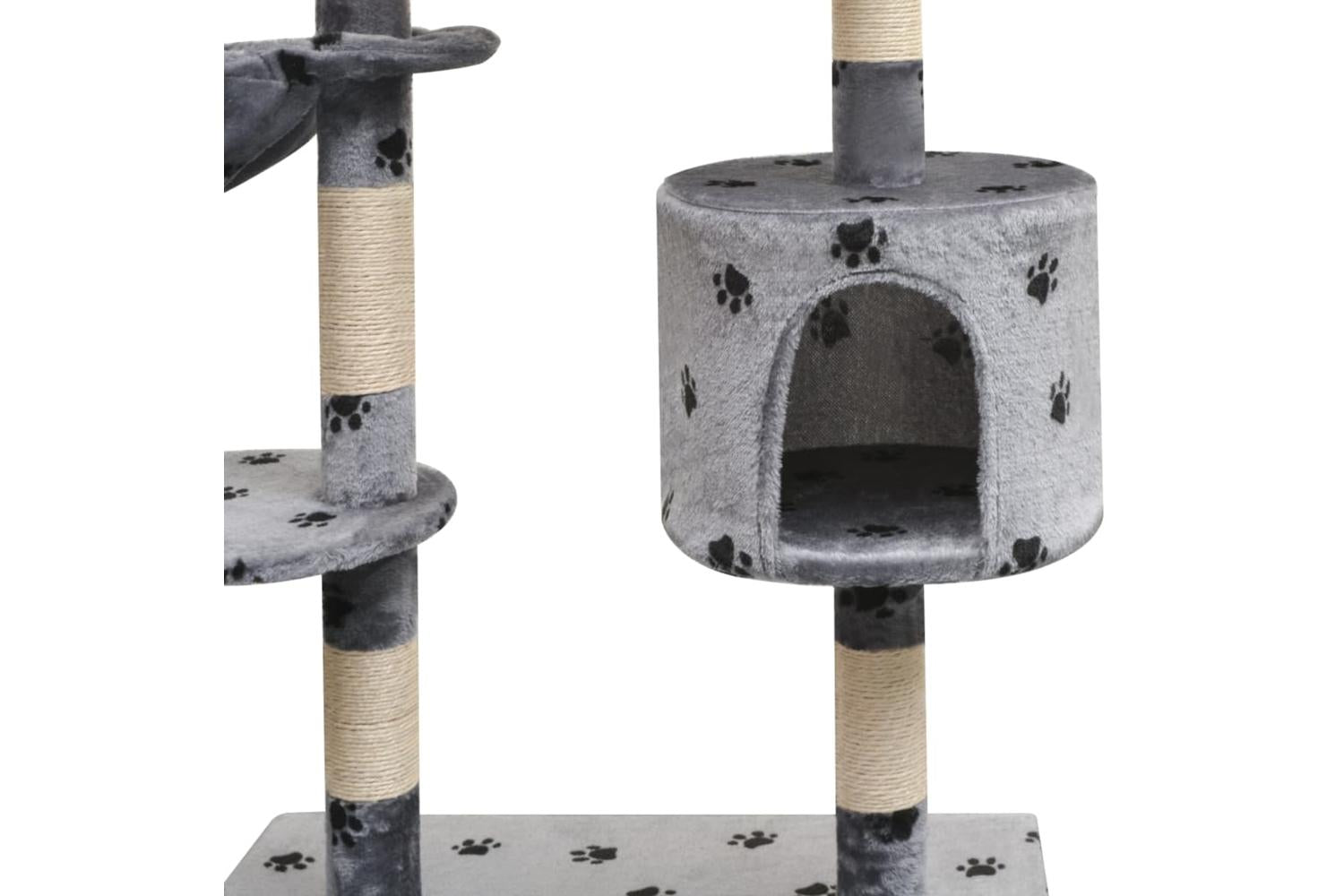 Cat Tree With Sisal Scratching Posts 125 Cm Paw Prints Grey-3