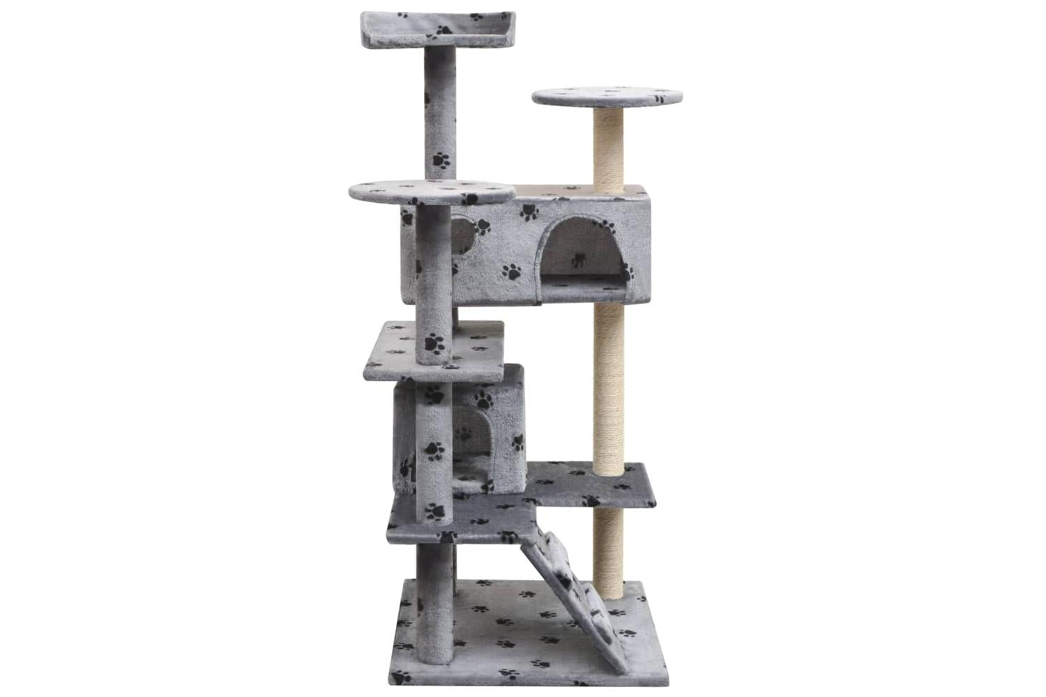 Cat Tree With Sisal Scratching Posts 125 Cm Paw Prints Grey-2