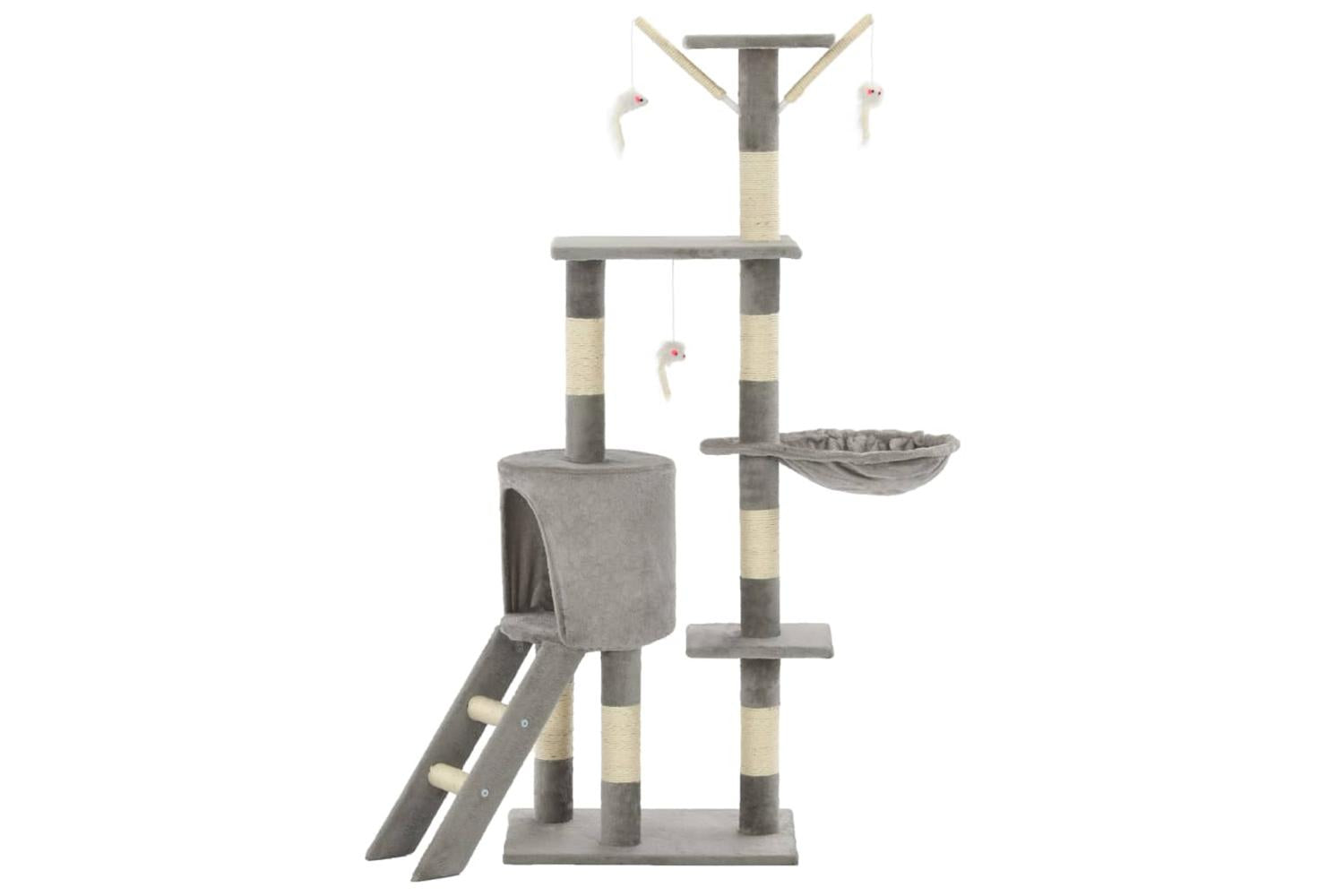 Cat Tree With Sisal Scratching Posts 138 Cm Grey-3