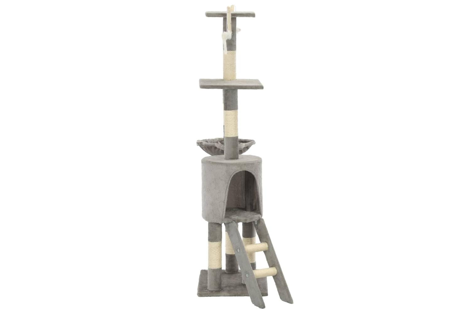 Cat Tree With Sisal Scratching Posts 138 Cm Grey-4