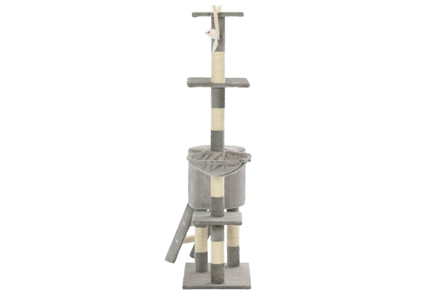 Cat Tree With Sisal Scratching Posts 138 Cm Grey-5