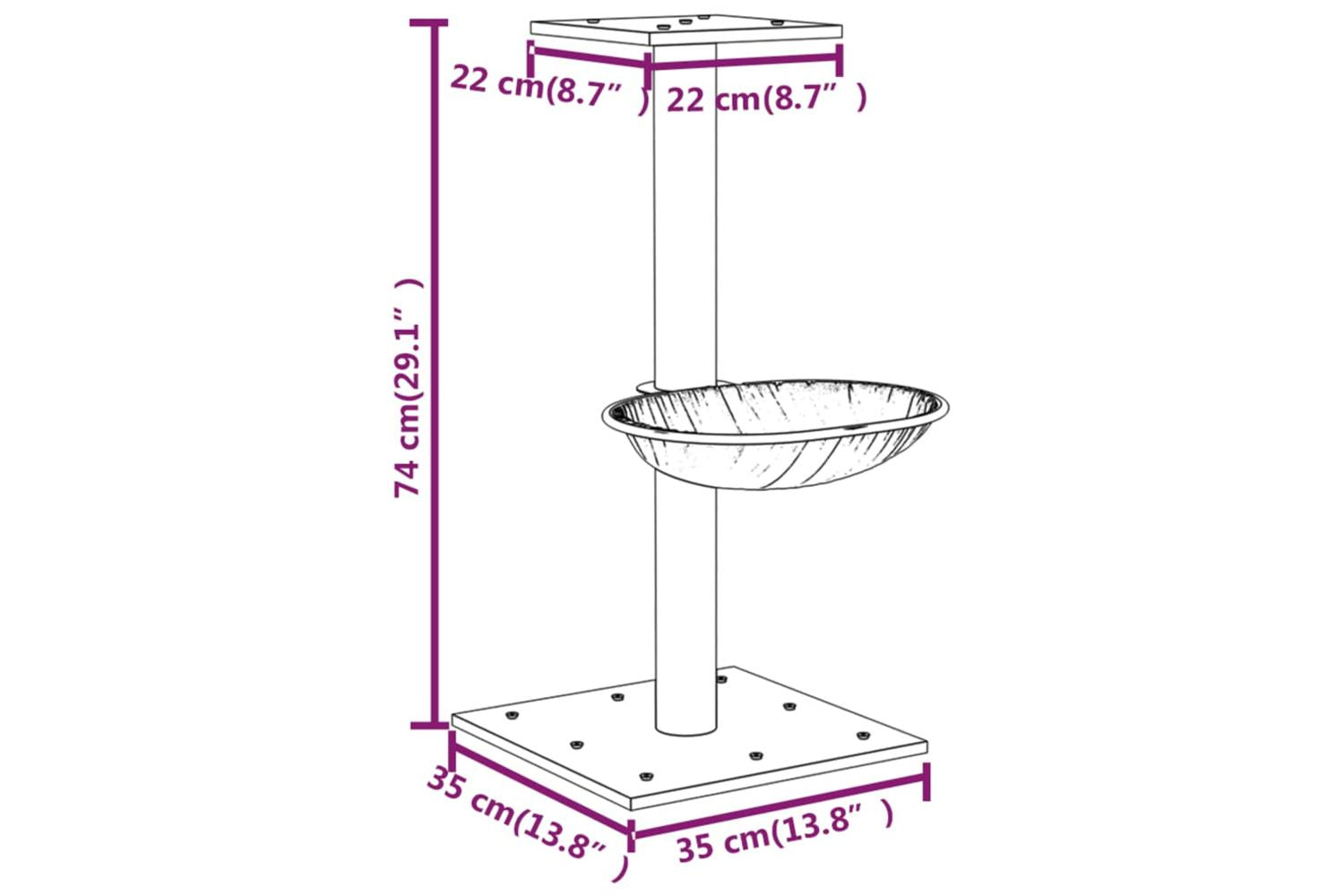 Cat Tree With Sisal Scratching Post Light Grey 74 Cm-9