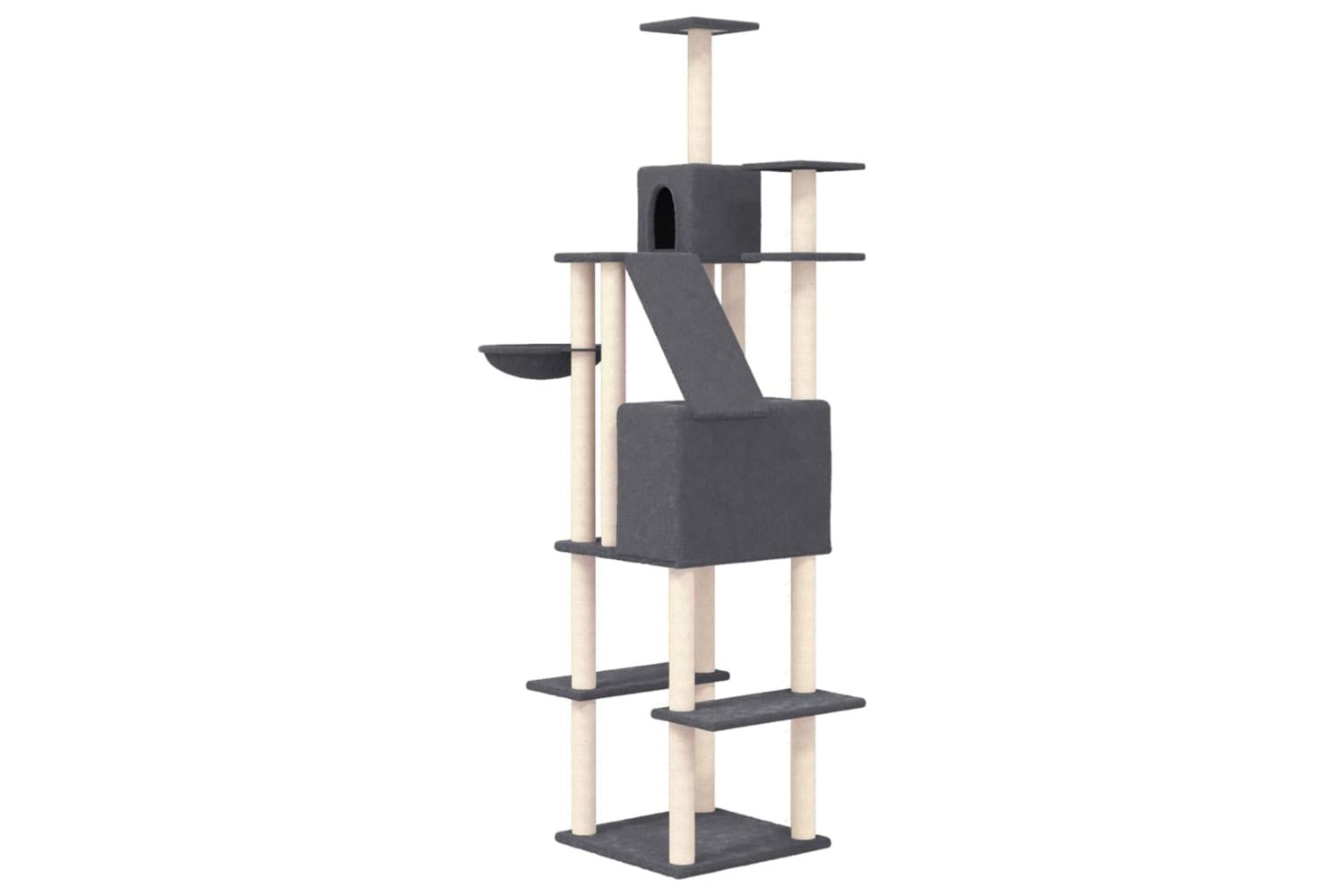 Cat Tree With Sisal Scratching Posts Dark Grey 201 Cm-5