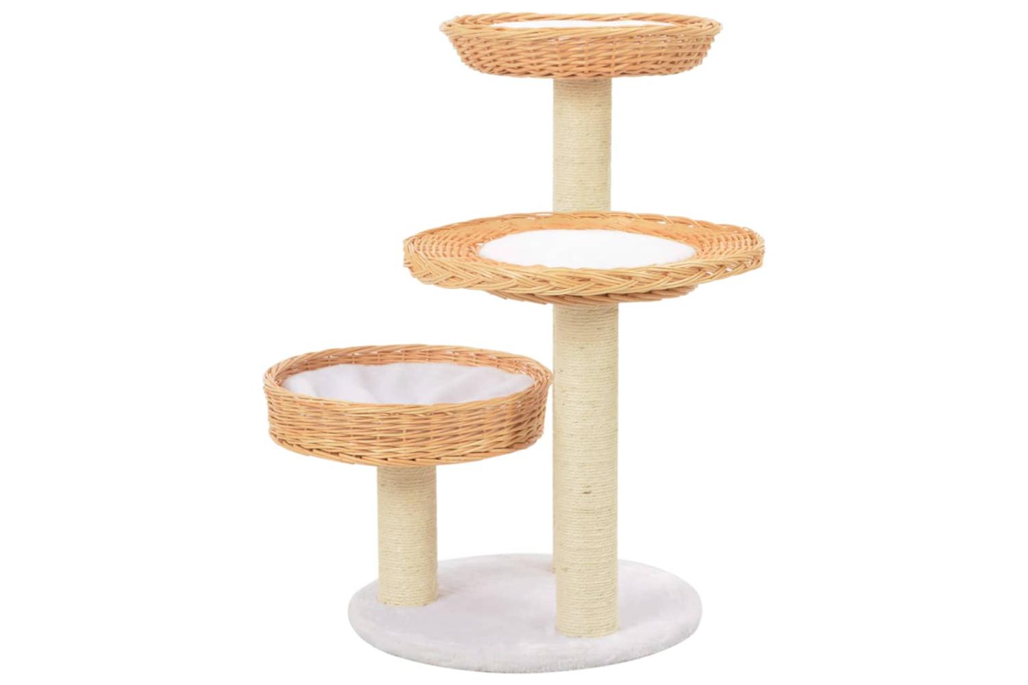 Cat Tree With Sisal Scratching Post Natural Willow Wood-2