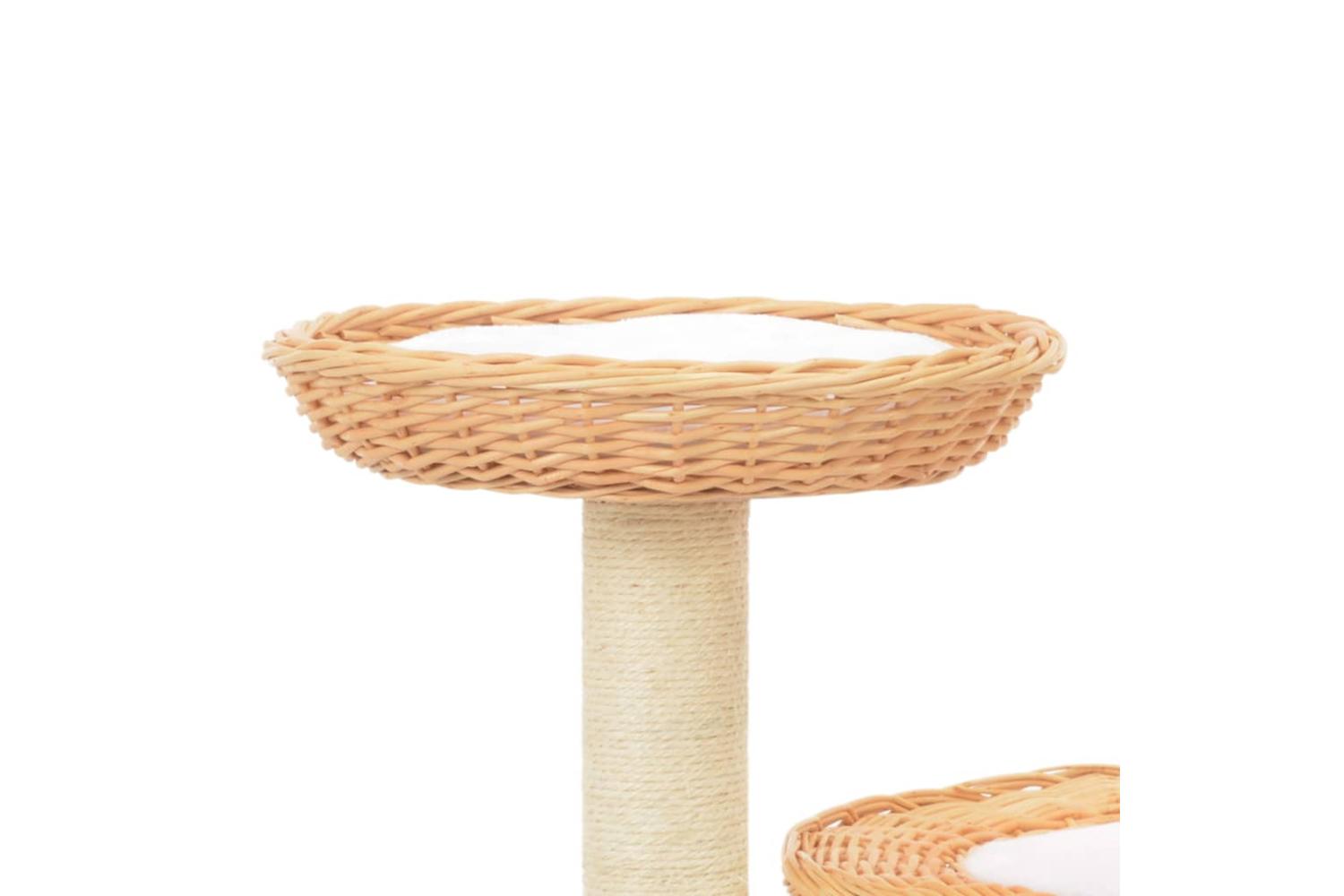 Cat Tree With Sisal Scratching Post Natural Willow Wood-3
