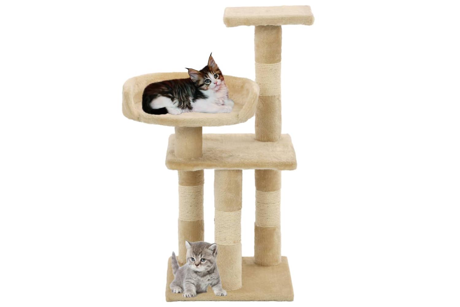 Cat Tree With Sisal Scratching Posts 65 Cm Beige-2