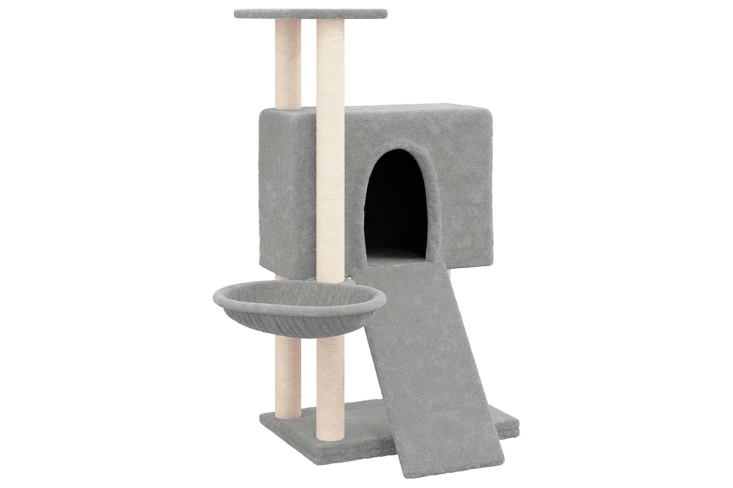Cat Tree With Sisal Scratching Posts Light Grey 96 Cm-2