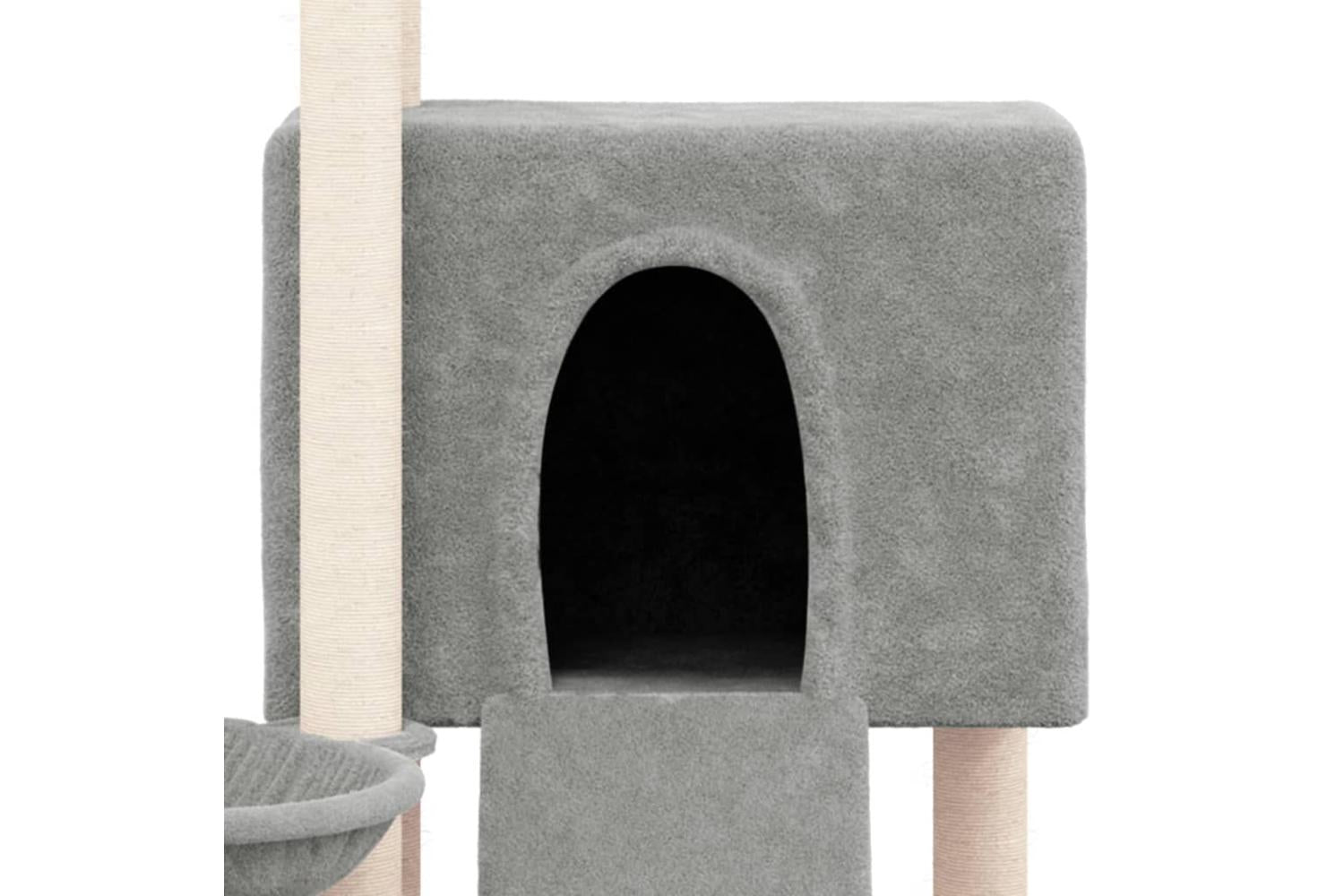 Cat Tree With Sisal Scratching Posts Light Grey 96 Cm-6