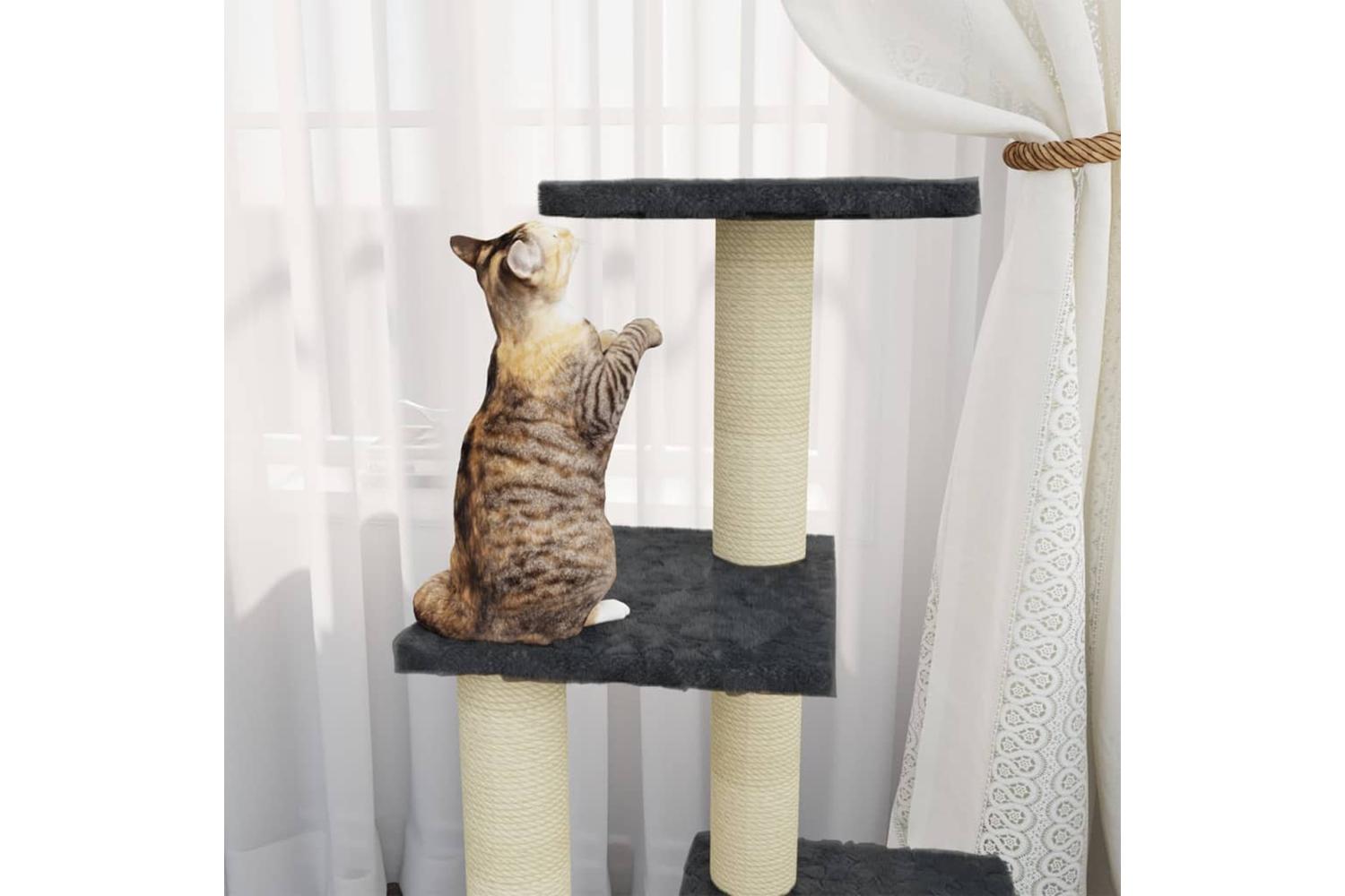 Cat Tree With Sisal Scratching Posts Dark Grey 92 Cm-3