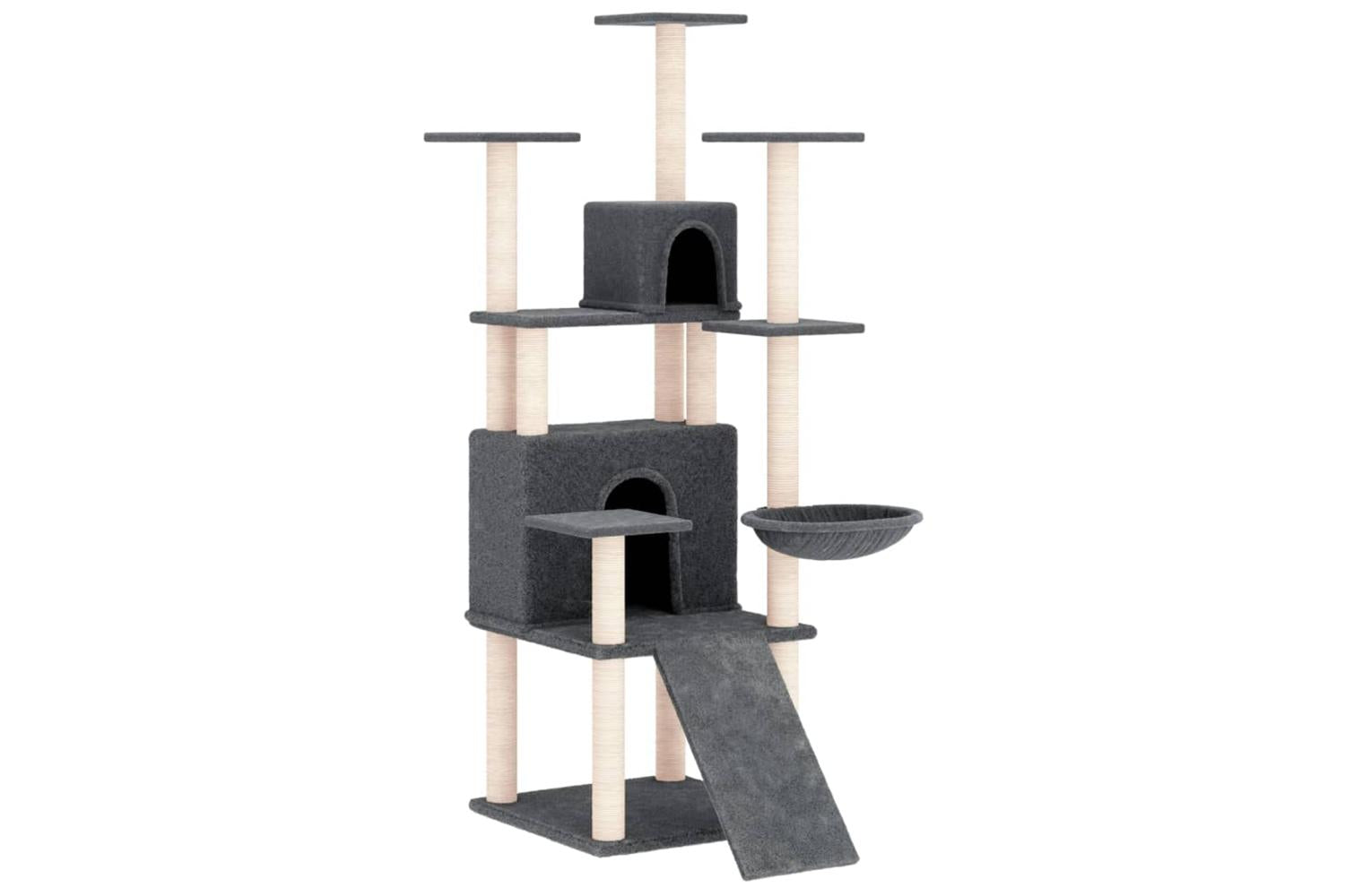 Cat Tree With Sisal Scratching Posts Dark Grey 154 Cm-2