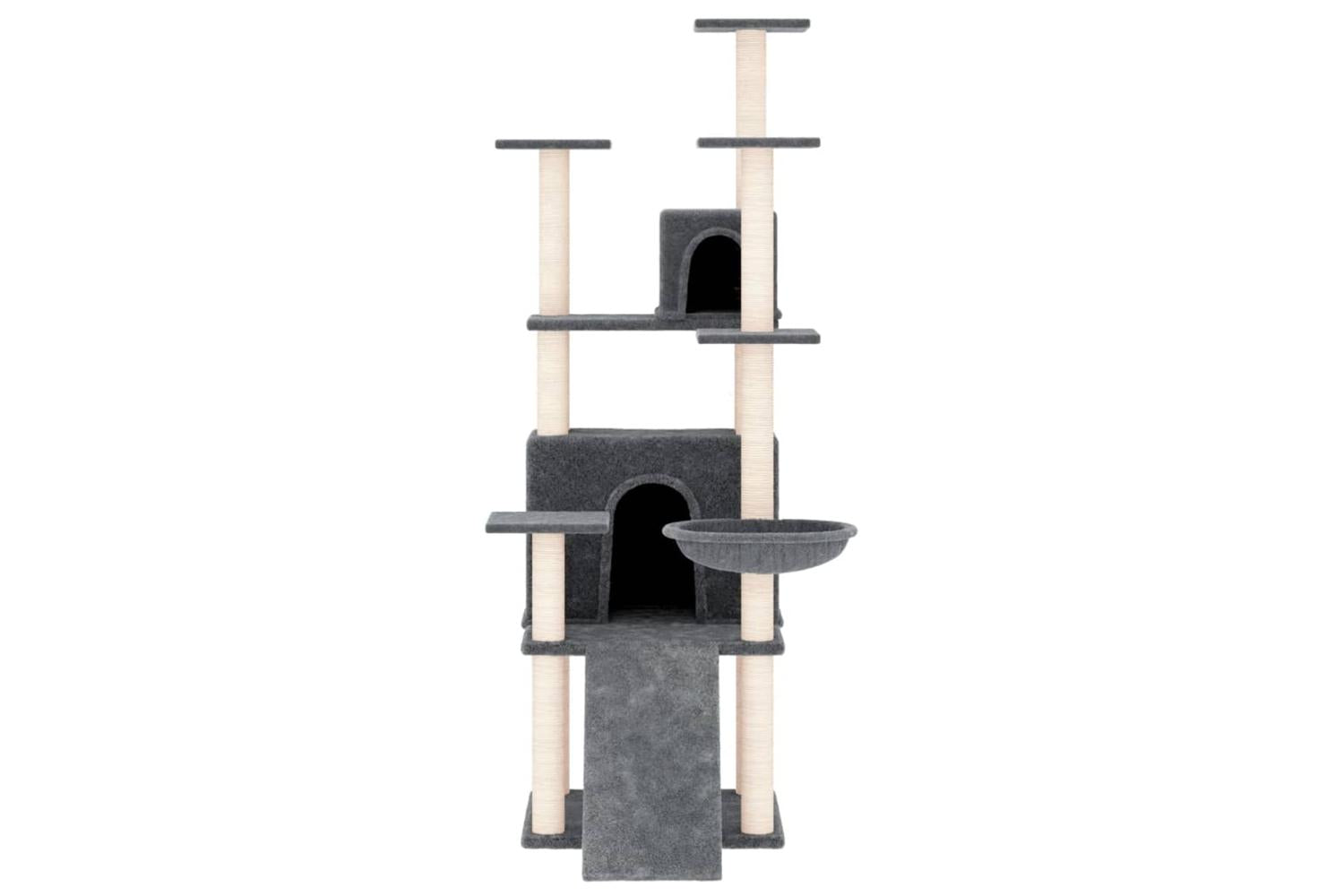 Cat Tree With Sisal Scratching Posts Dark Grey 154 Cm-3