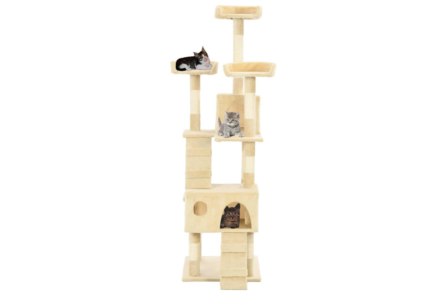 Cat Tree With Sisal Scratching Posts 170 Cm Beige-2