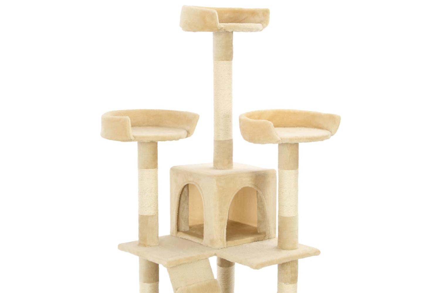 Cat Tree With Sisal Scratching Posts 170 Cm Beige-5