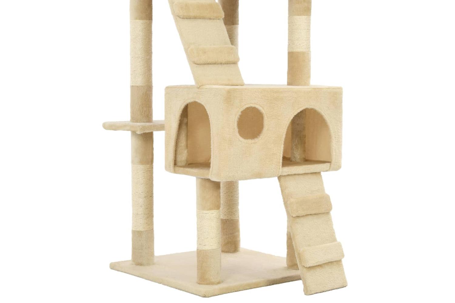 Cat Tree With Sisal Scratching Posts 170 Cm Beige-6