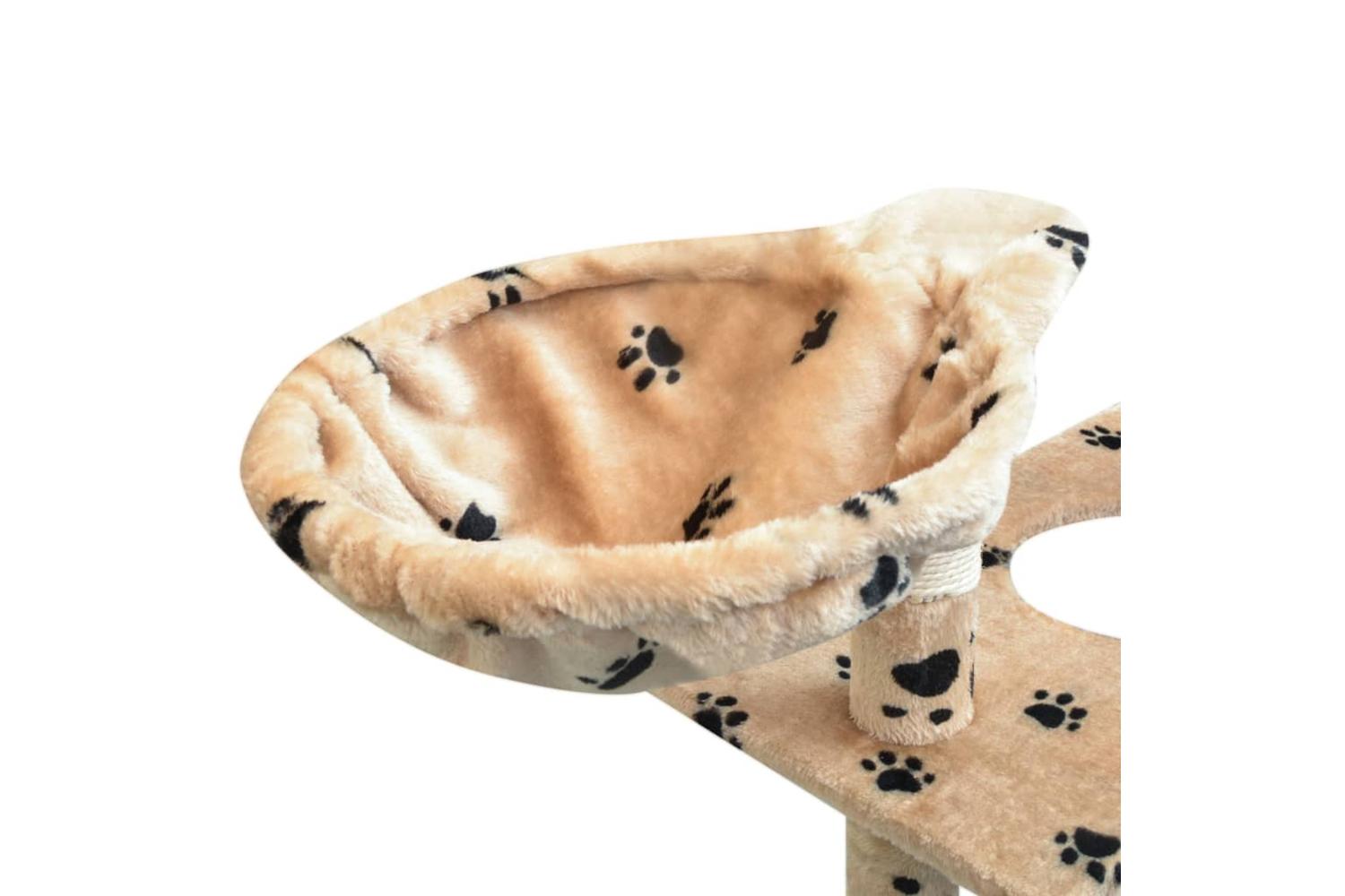 Cat Tree With Sisal Scratching Posts 150 Cm Paw Prints Beige-5