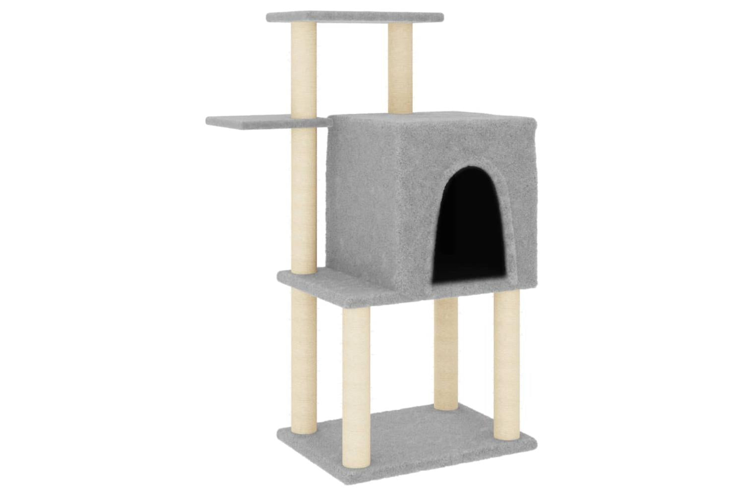 Cat Tree With Sisal Scratching Posts Light Grey 97 Cm-2