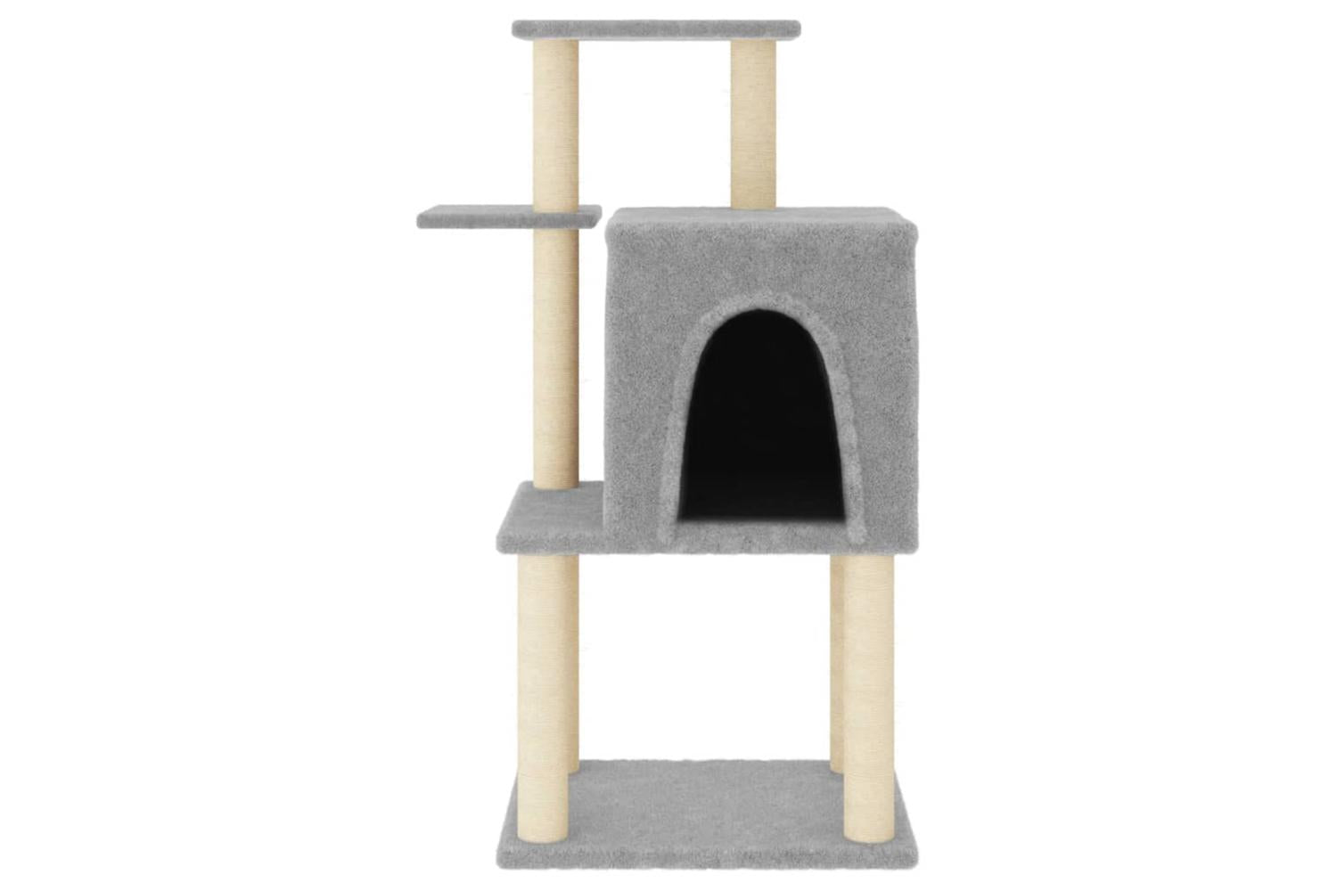Cat Tree With Sisal Scratching Posts Light Grey 97 Cm-3
