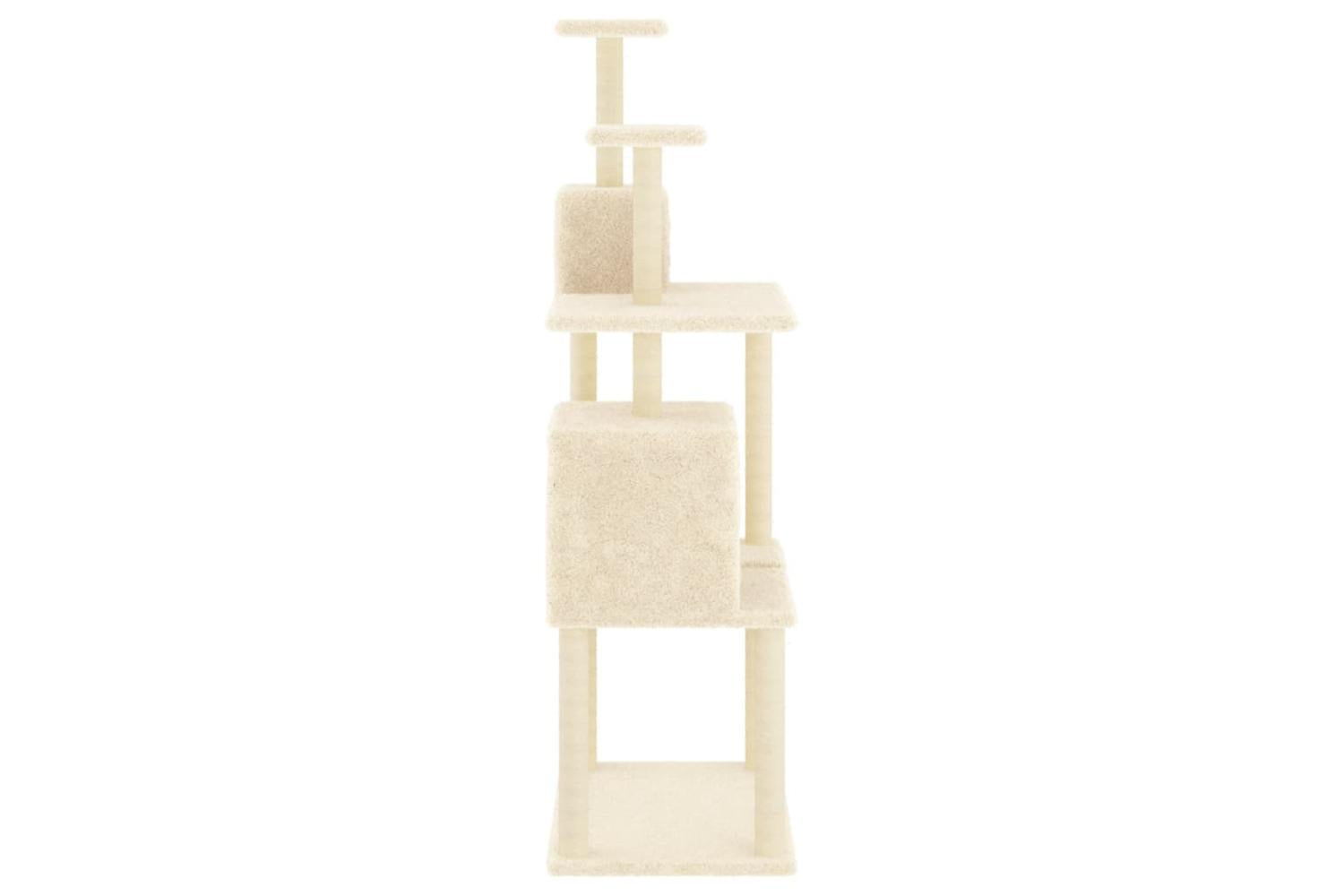 Cat Tree With Sisal Scratching Posts Cream 167 Cm-4